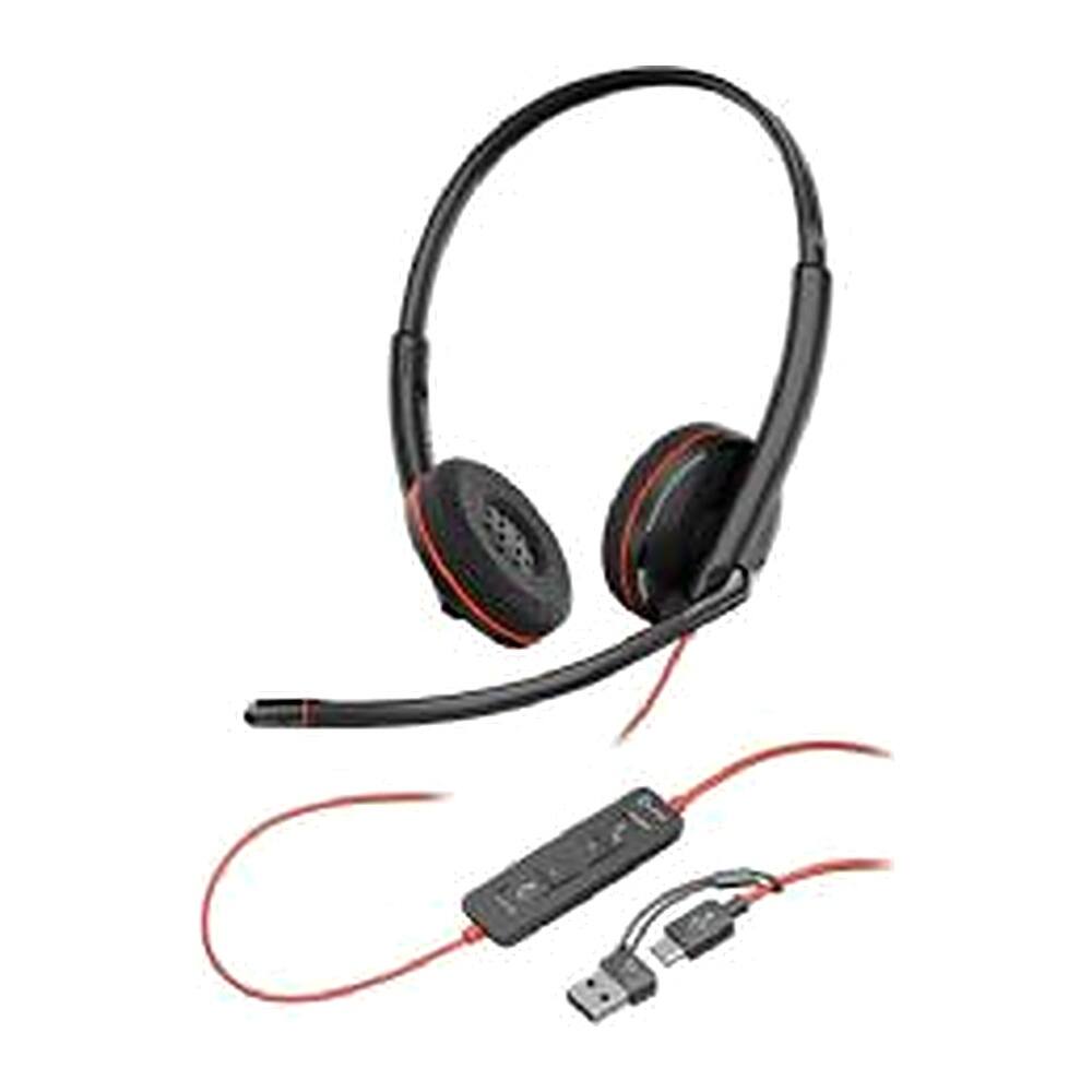 Angle. HP - Poly Blackwire 3220 Stereo USB-C-A Headset with Inline Controls - 10 Pack - Black.