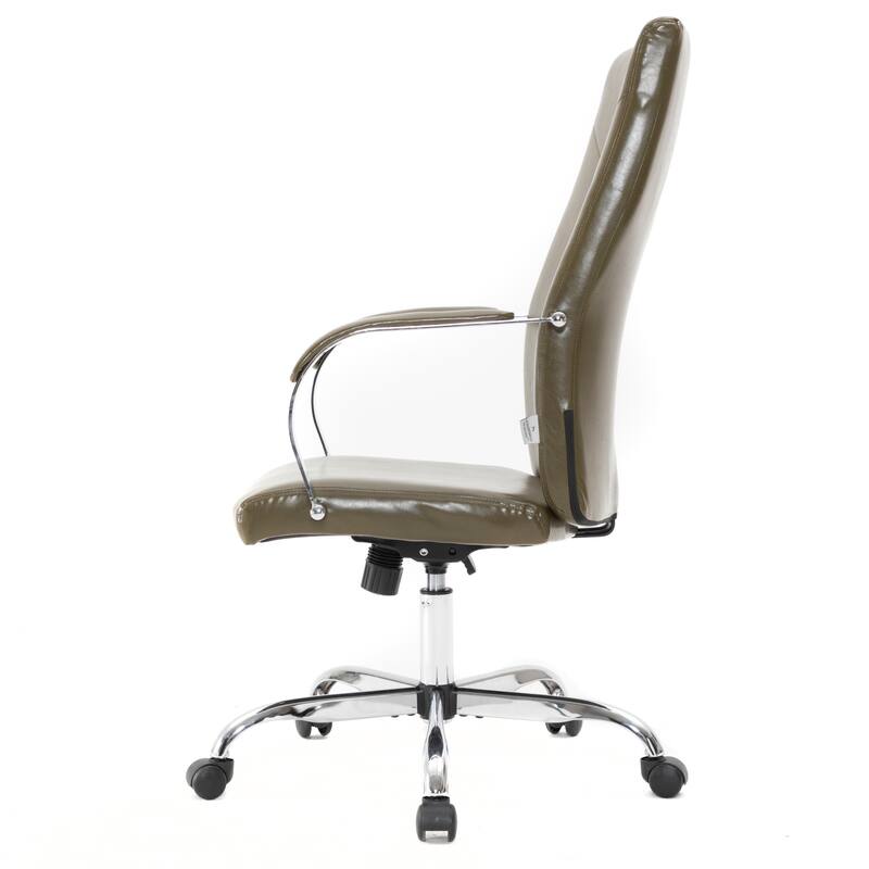 Alt View 8. LeisureMod - Sonora High-Back Leather Office Chair with Adjustable Height, Swivel, and Tilt, Desk, Conference Room, or Home Office - Olive Green.