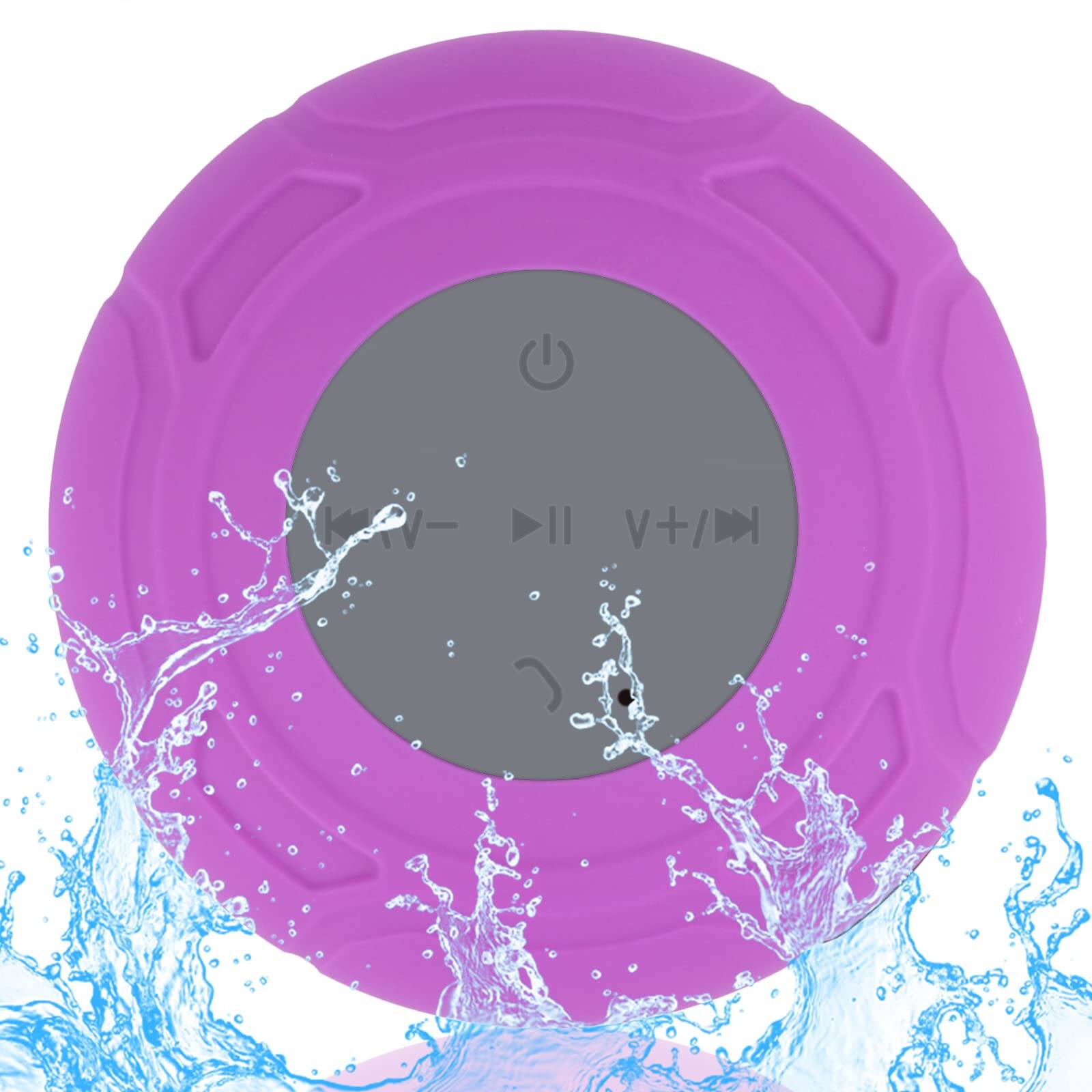 Cozy Serene - Waterproof Shower Portable Wireless Water-resistant Suction Cup Built-in Mic Gifts Speakerphone Bathroom Kitchen White - Purple