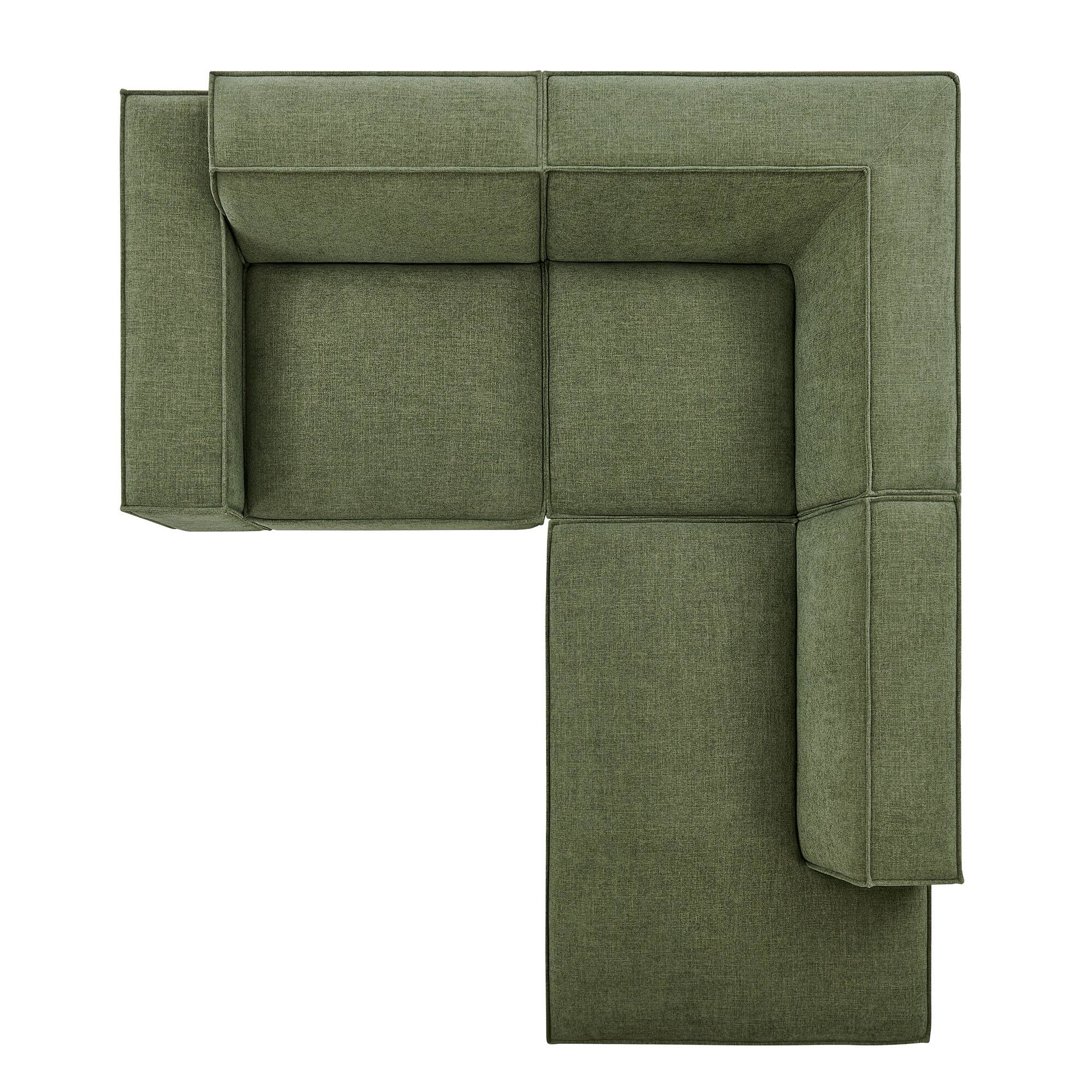 Alt View 7. Modway - Restore 3-Piece Performance Fabric Upholstered Modular L-Shaped Sectional Sofa by Modway - Foliage.