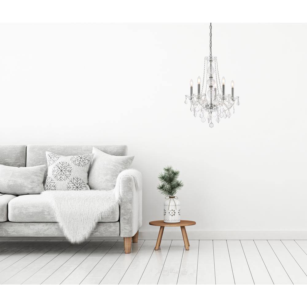 Alt View 1. Elegant Lighting - Verona 5 light Chrome Chandelier Clear Royal Cut Crystal - Chrome.