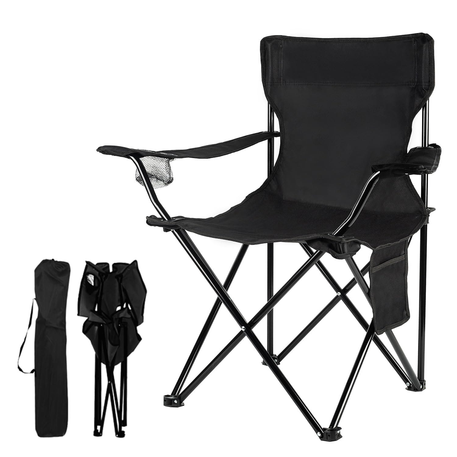 JETRANSPORT - Folding Camping Chairs- Lightweight Portable Chair For Beach Lawn Outdoor Sports 【LIGHTWEIGHT】：The folding - Black