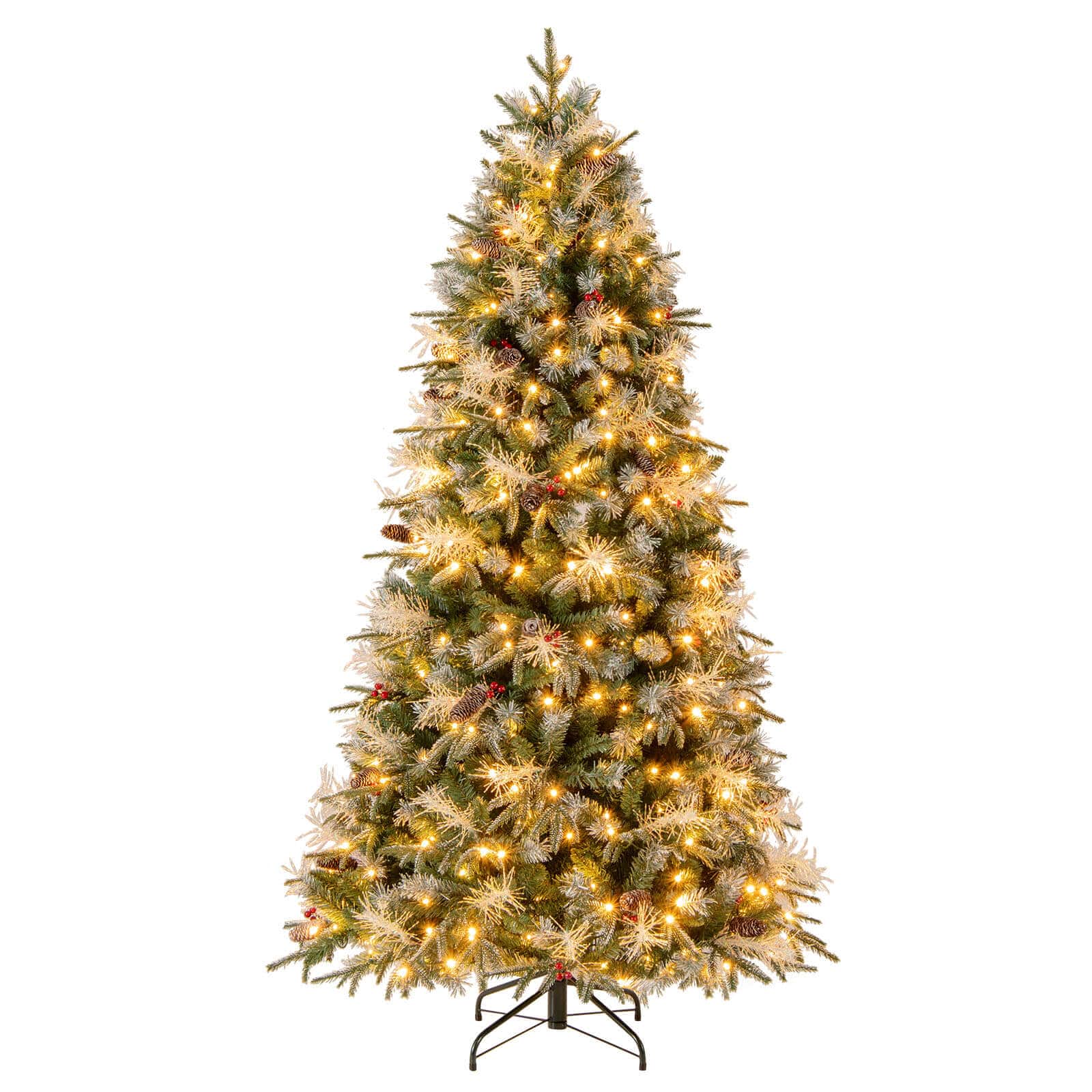 Costway - 7 FT Artificial Christmas Tree with 1072 Branch Tips, 350 Warm White LED Lights - Green price history on PriceWatchPro