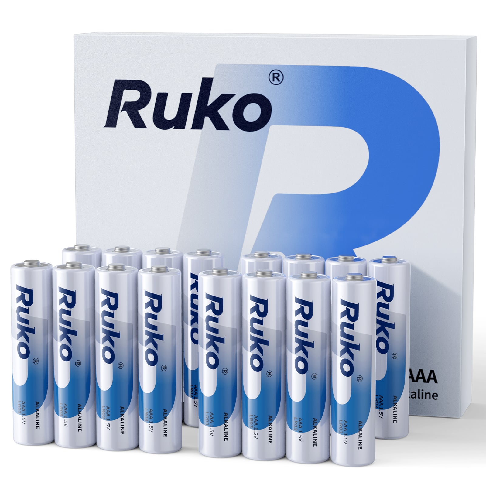 Ruko - AAA Alkaline Batteries 16 Pack, Long-Lasting 1.5V Triple A Batteries with 10 Years Shelf Life
