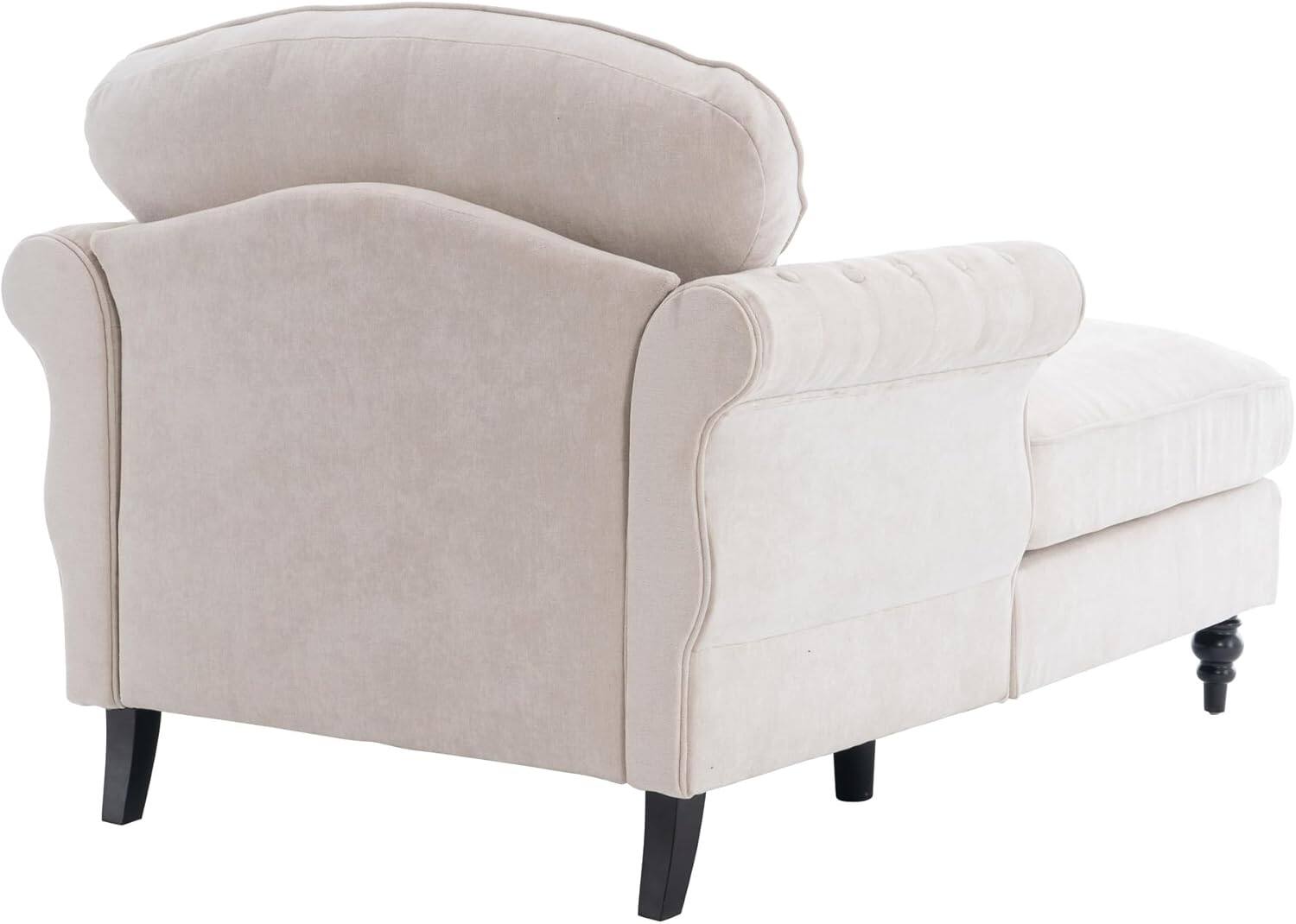 Alt View 4. Trinkets Crazed - Oversized Chaise Lounge Indoor,Chenille Single Sofa Bed with Wide Seat Upholstered Reclining Sleeper Armchair - beige.
