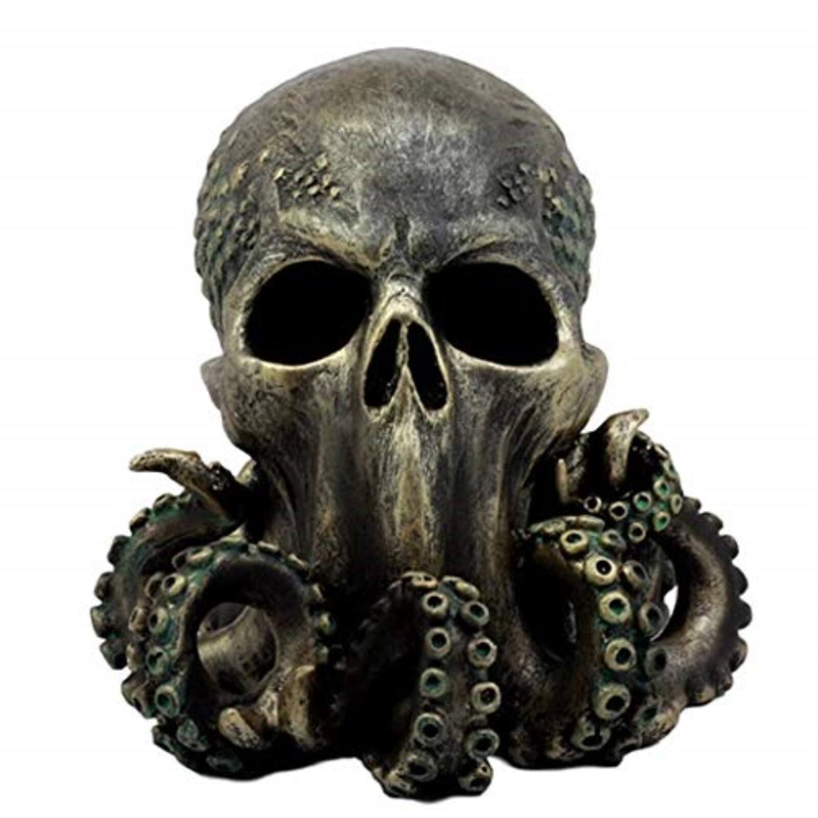 Angle. Pacific Trading - Cthulhu Skull Collectible Figurine Antique Bronze Finish 6 Inch Tall - Bronze.