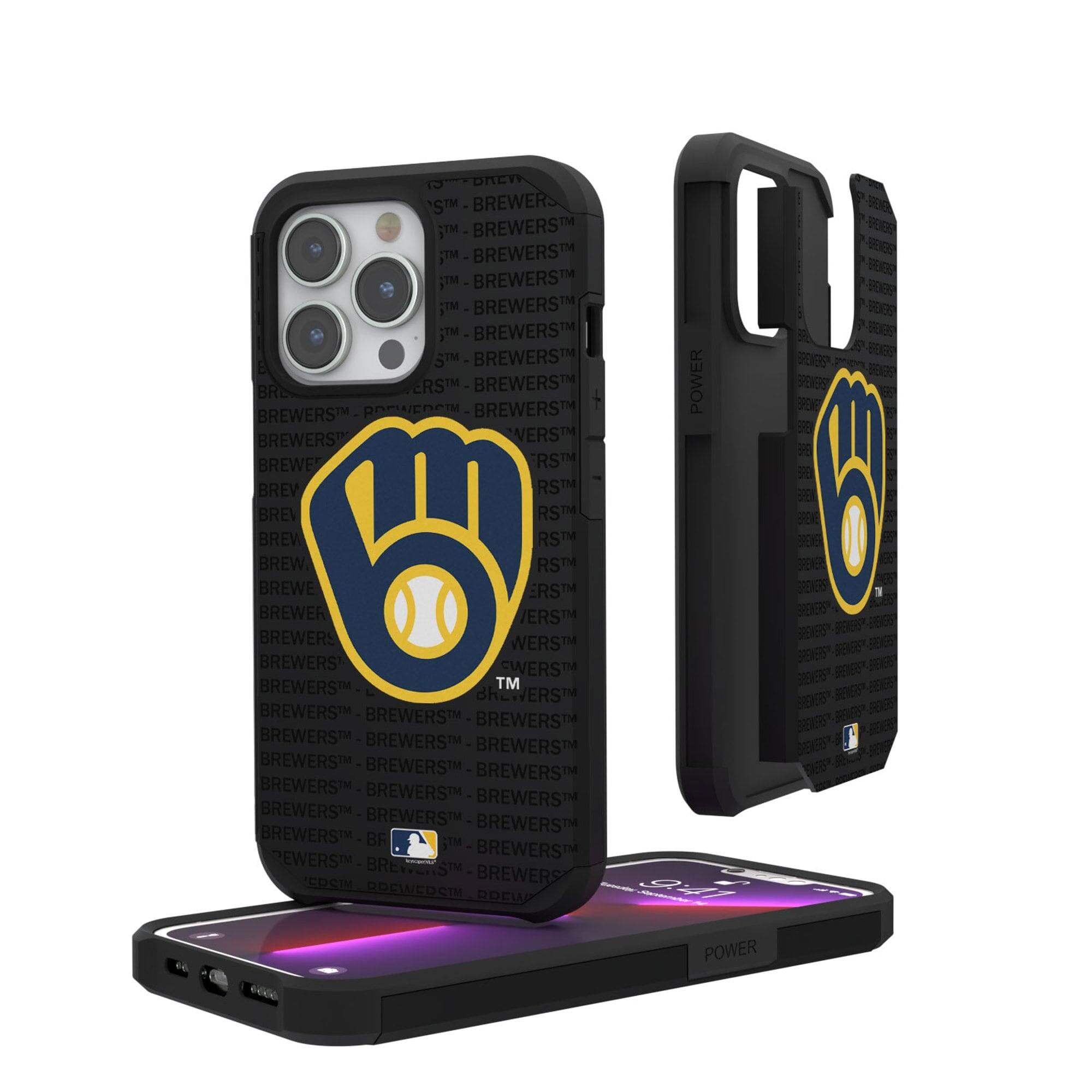 Photos - Case MLB Keyscaper -  - Milwaukee Brewers - iPhone Text Backdrop Rugged  - 15 Pro - Multicolor 4846024 