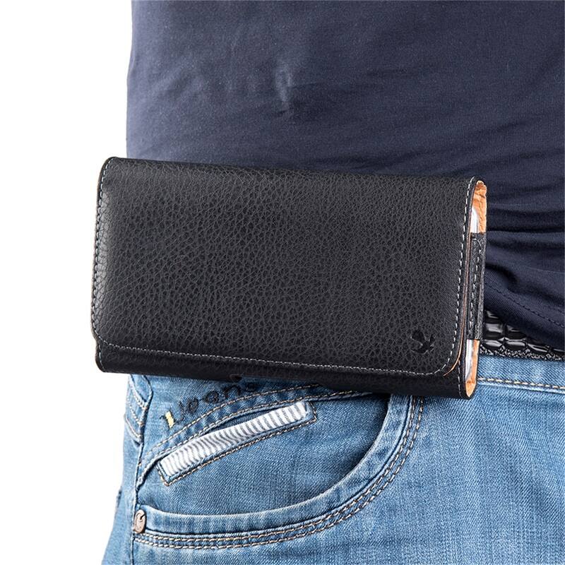 Alt View 4. LUXMO - LUXMO Medium Horizontal Universal Phone Holster - Black - Brown.