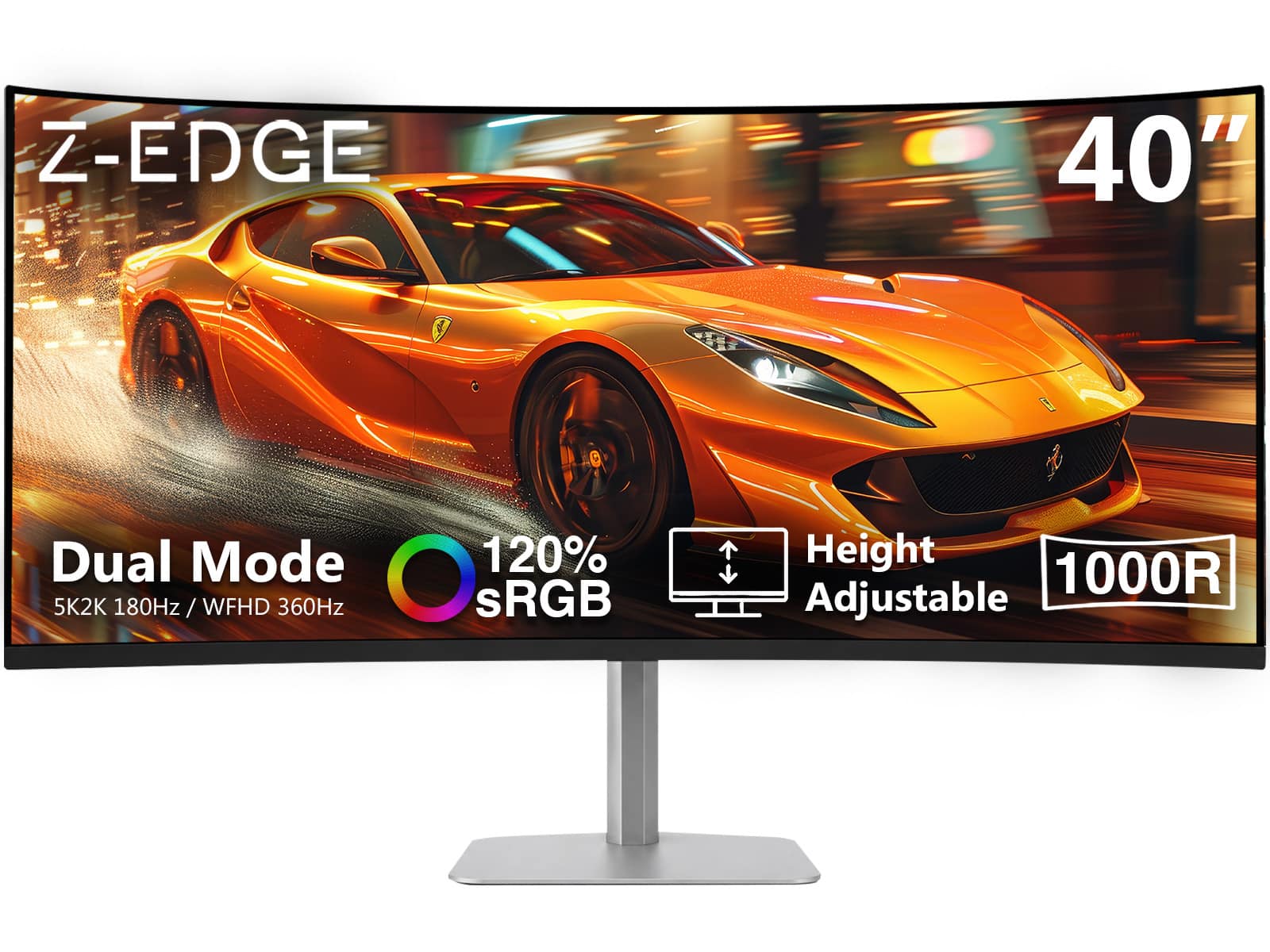 Z Z-Edge - INFINYX UG40P 40" 5K2K WUHD Curved Gaming Monitor, 5120x2160 180Hz, 2560x1080 360Hz, 1ms, Adjustable Stand - Black