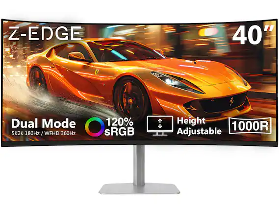 Z-EDGE
40"
Dual Mode 5K2K 180Hz / WFHD 360Hz
120% sRGB
Height 1000R Adjustable
