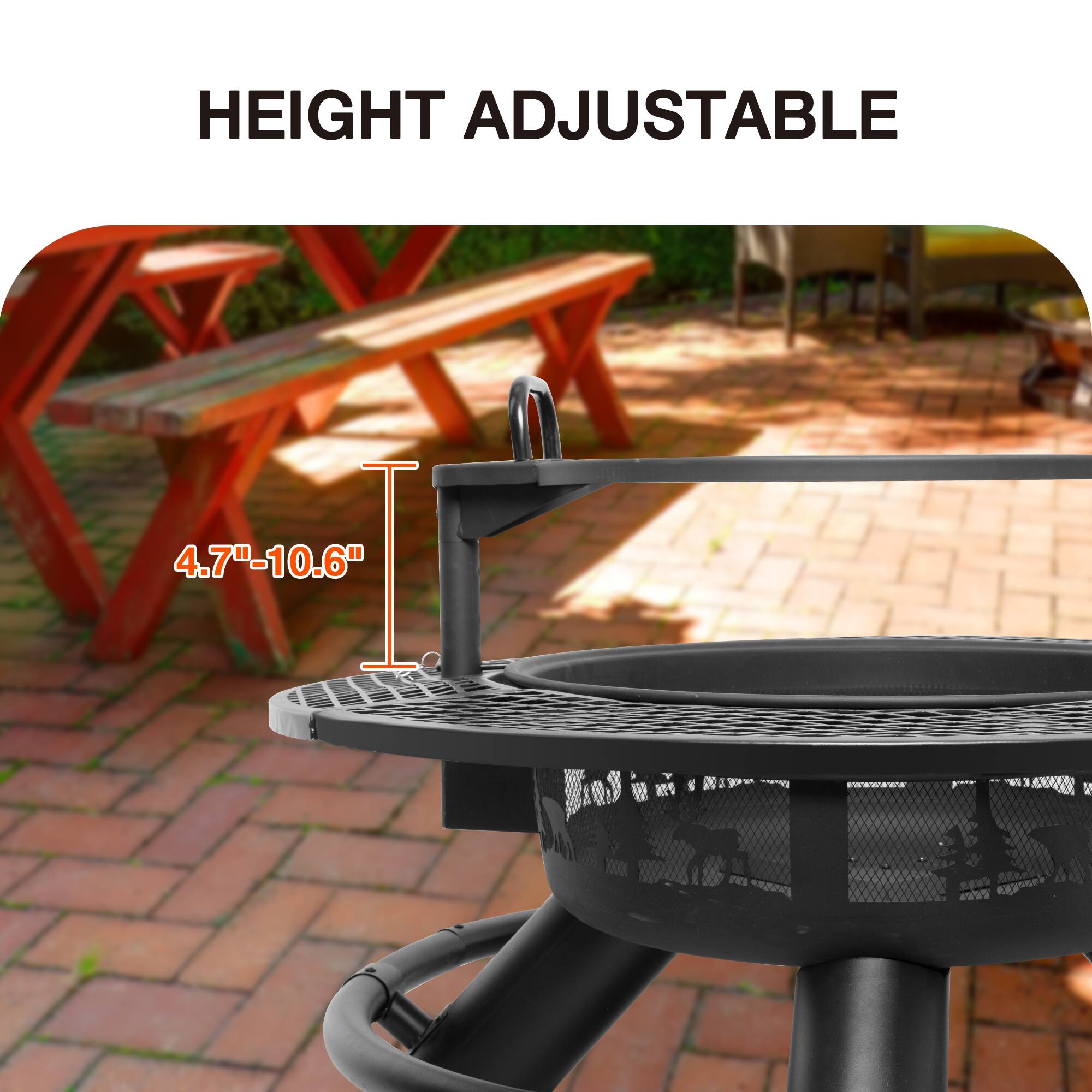 The text on the image reads "HEIGHT ADJUSTABLE 4.7"-10.6"."