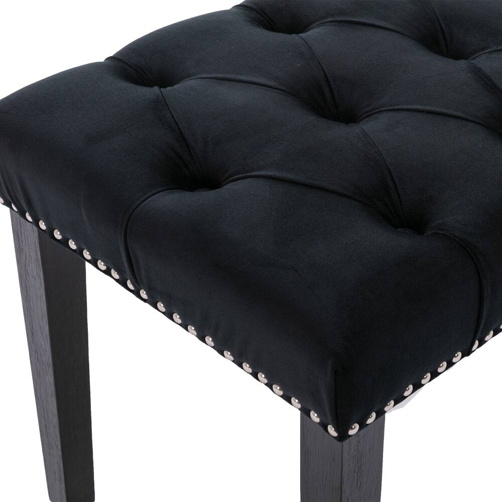 Alt View 5. Ropilly - Ropilly Black Velvet Bench Tufted Bench Ottoman, Upholstered Dining Bench & Bedroom Accent Bench, 45 Inch, 330 Lbs - Black.