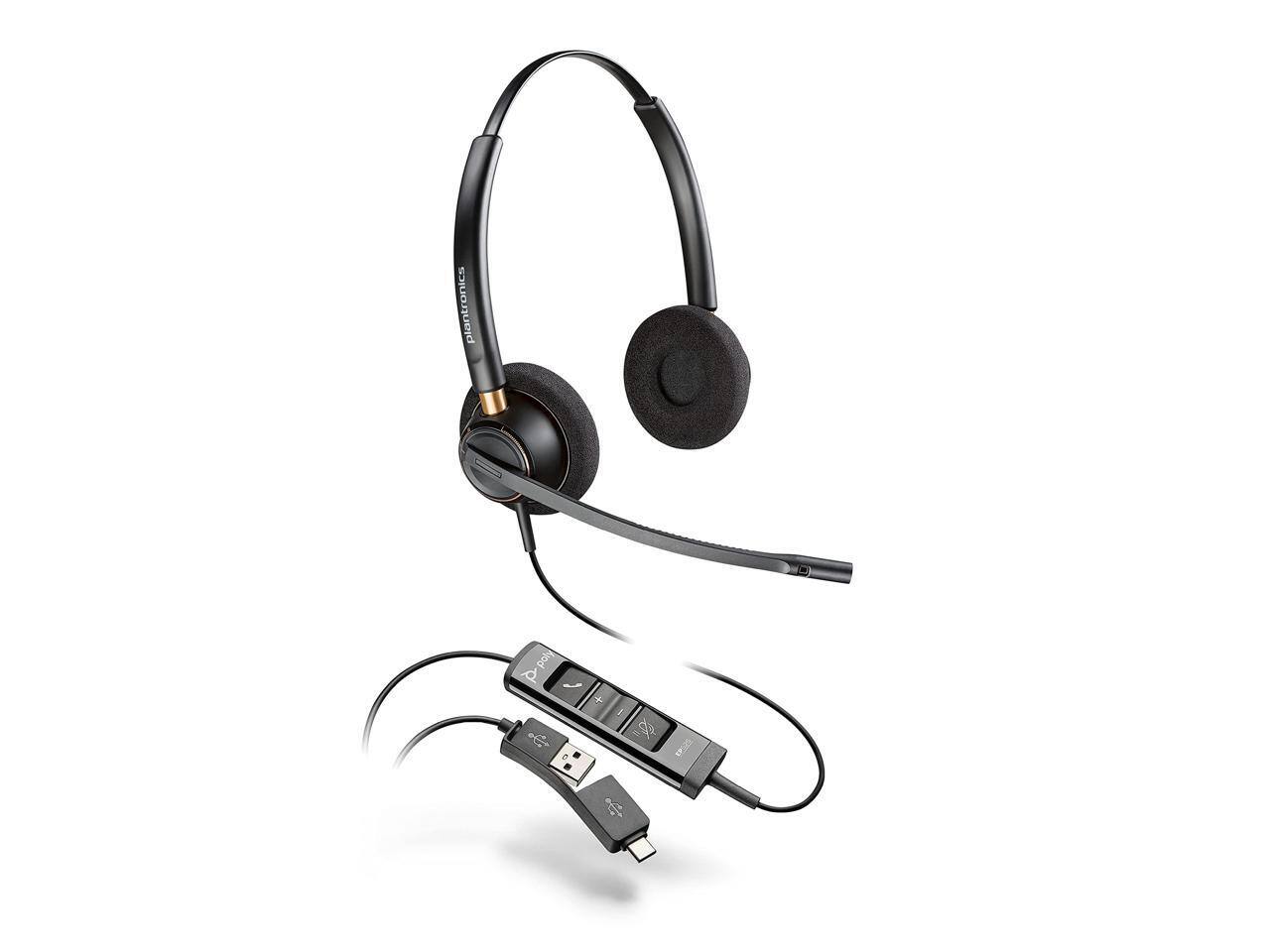 Alt View 4. Poly - Poly EncorePro 525 Stereo USB Headset - Noise Cancelling, Binaural, Black - Black.