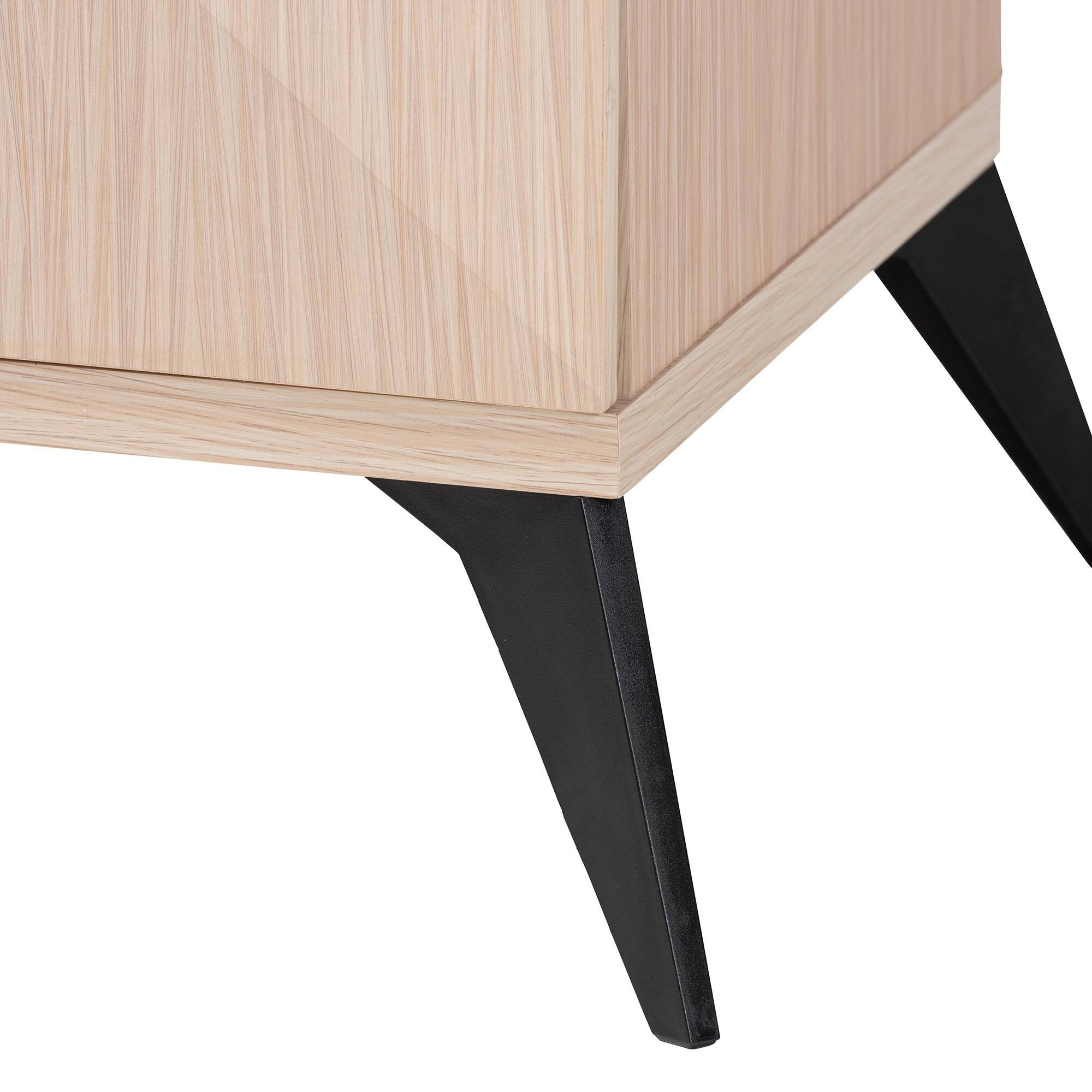 Alt View 1. Baxton Studio - Draper Mid-Century Modern Wood 2-Drawer Nightstand - Light Brown/Dark Brown.