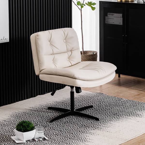 Angle. Spaco - Spaco Larger Size 360° Swivel Home Office Desk Chair with Wheels, for Home Office - Beige.