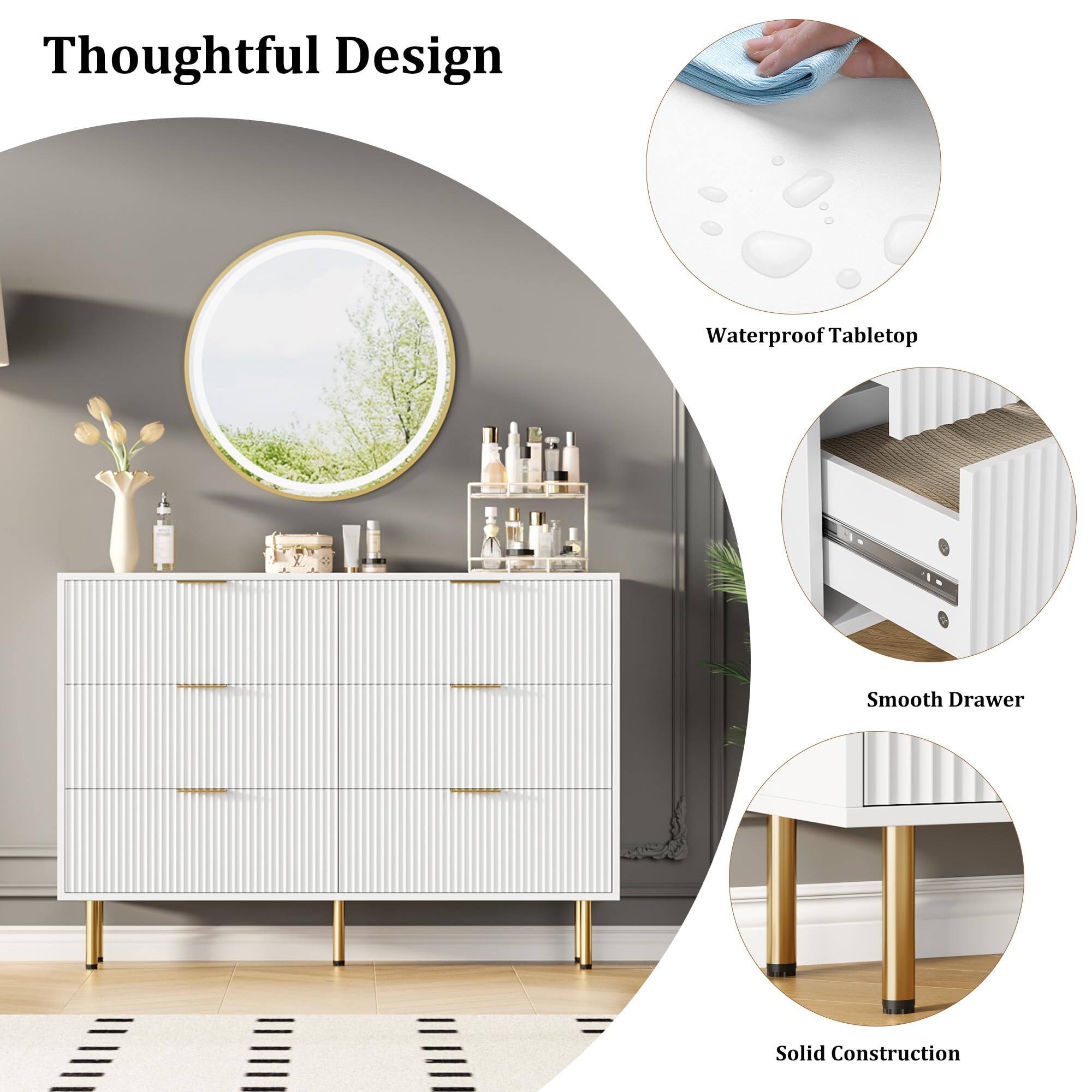 Thoughtful Design

- Waterproof Tabletop
- Smooth Drawer
- Solid Construction