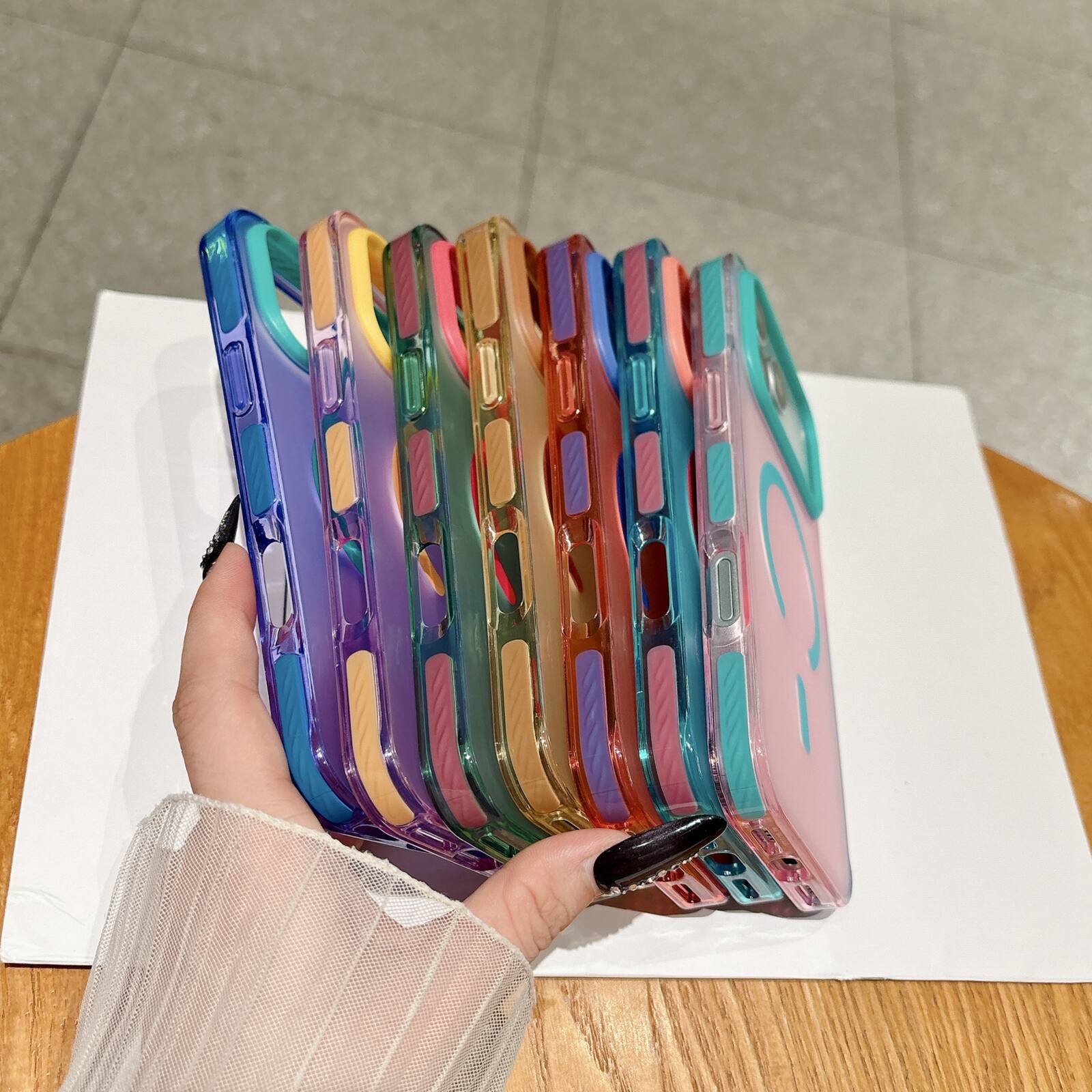 Alt View 3. Dteck - Magnetic Case for Apple iPhone 18 Pro, Translucent Color Blocking Design with Shockproof Drop Protection Hard Cover - Darkpurple.