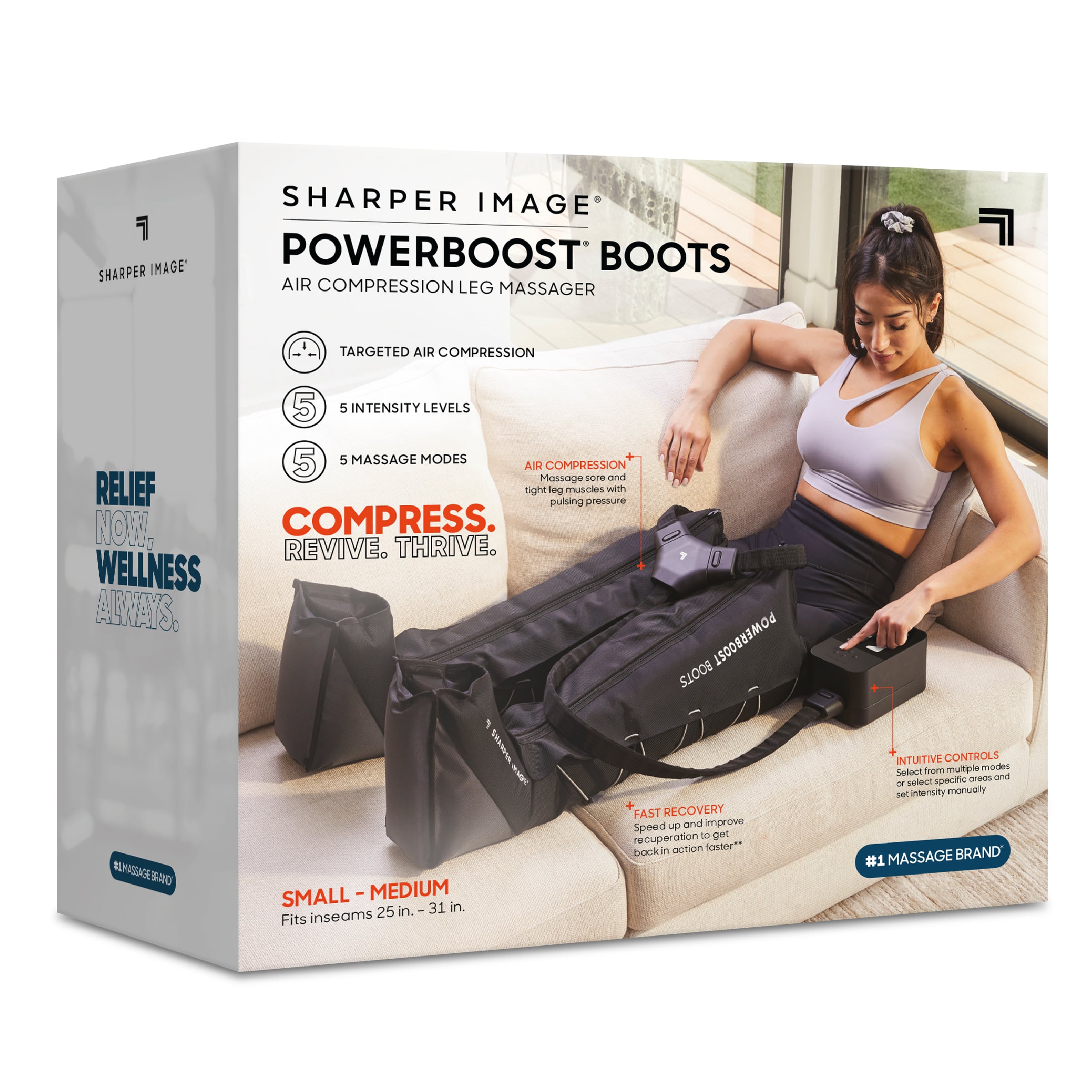 Alt View 18. Sharper Image - Powerboost Boots, Air Compression Leg Massager - Black.