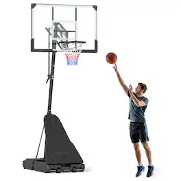 GOPLUS - Portable Outdoor Basketball Hoop with 44 Inch Shatterproof Backboard for Adults - Black