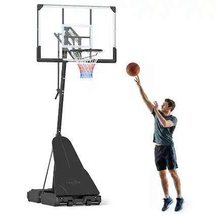 Front. GOPLUS - Goplus Portable Outdoor Basketball Hoop with 44 Inch Shatterproof Backboard for Adults - Black.