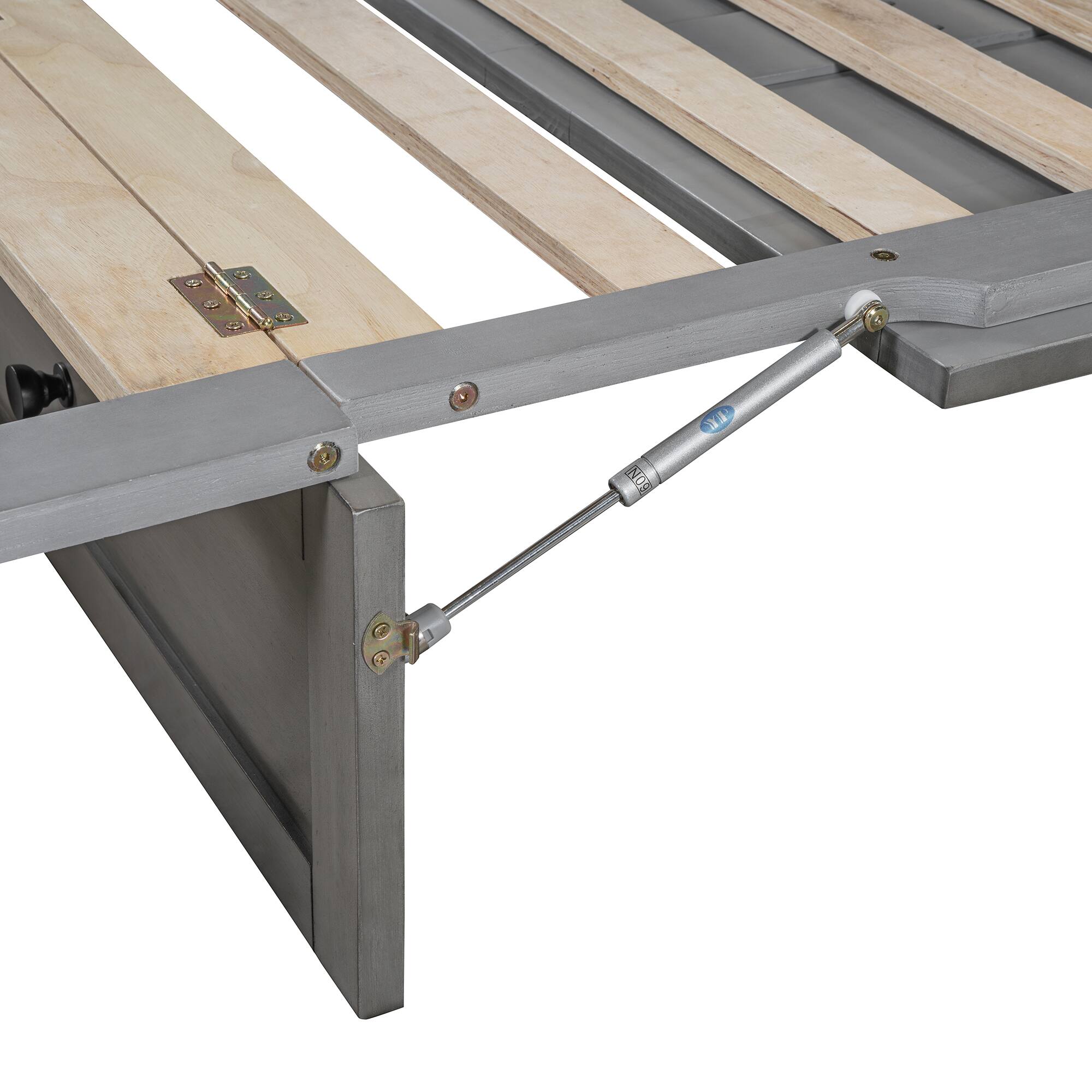 Alt View 4. Tiramisubest - Queen Size Murphy Bed, Brushed Gray, Plywood w/ Drawers & USB - Gray.