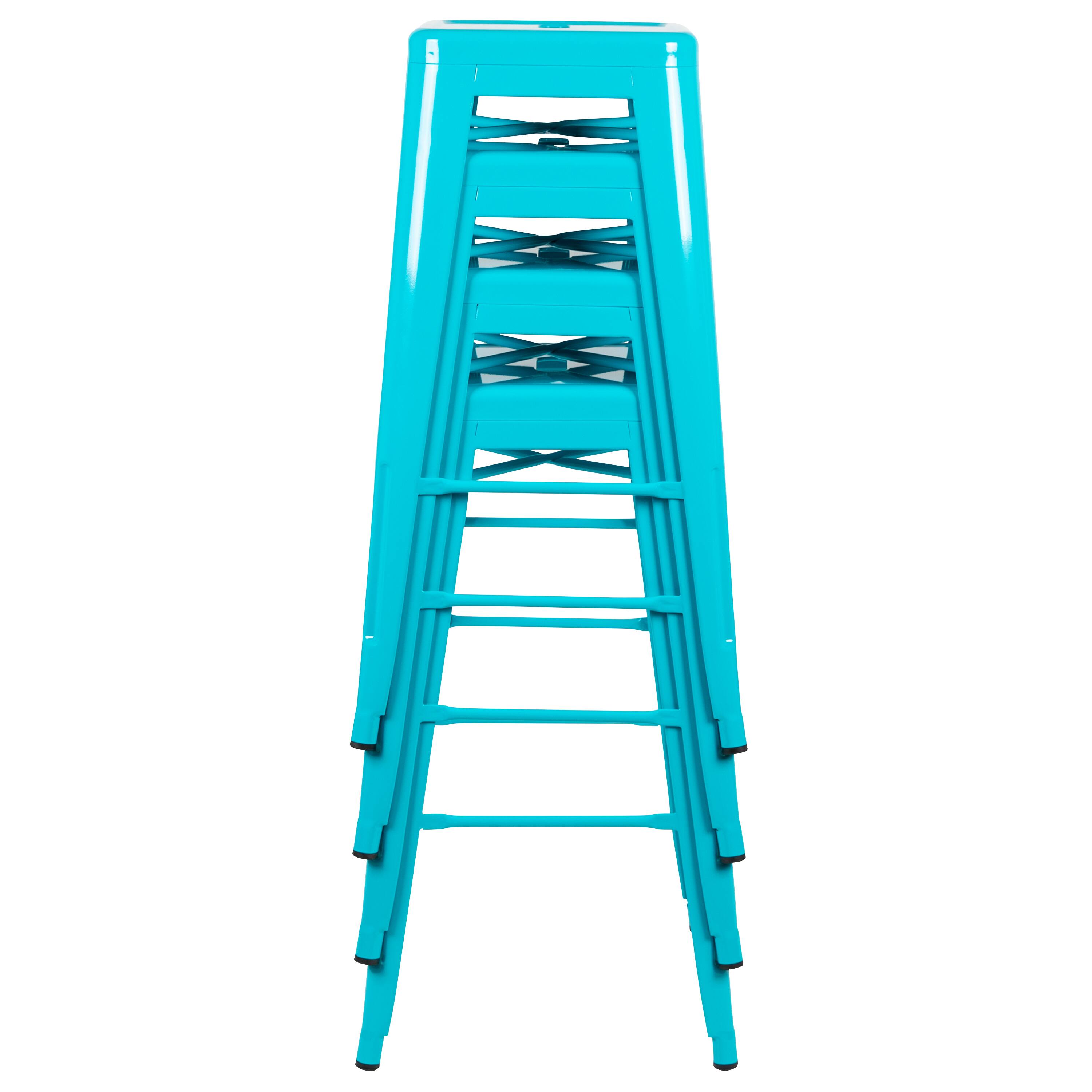 Alt View 10. Emma + Oliver - 4 Pack 30" High Metal Indoor Bar Stool - Stackable Stool - Teal.