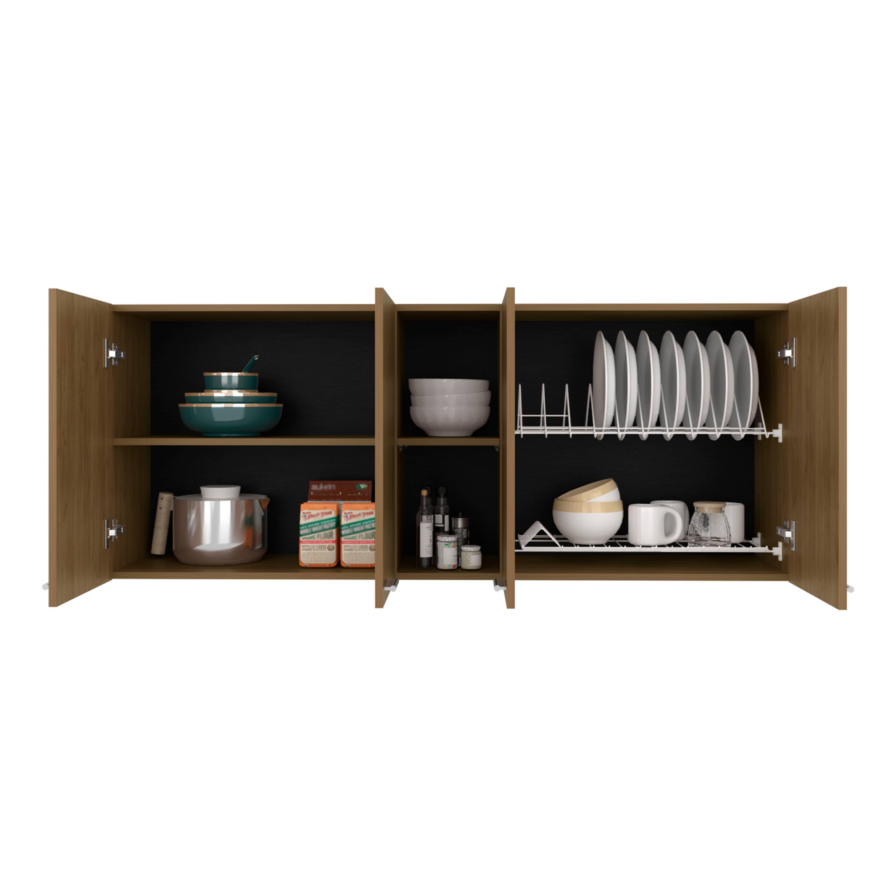 Alt View 1. TuHome - Portofino 150 Wall Cabinet, Double Door, Two External Shelves, Two Interior Shelves, Natural Oak - Beige.