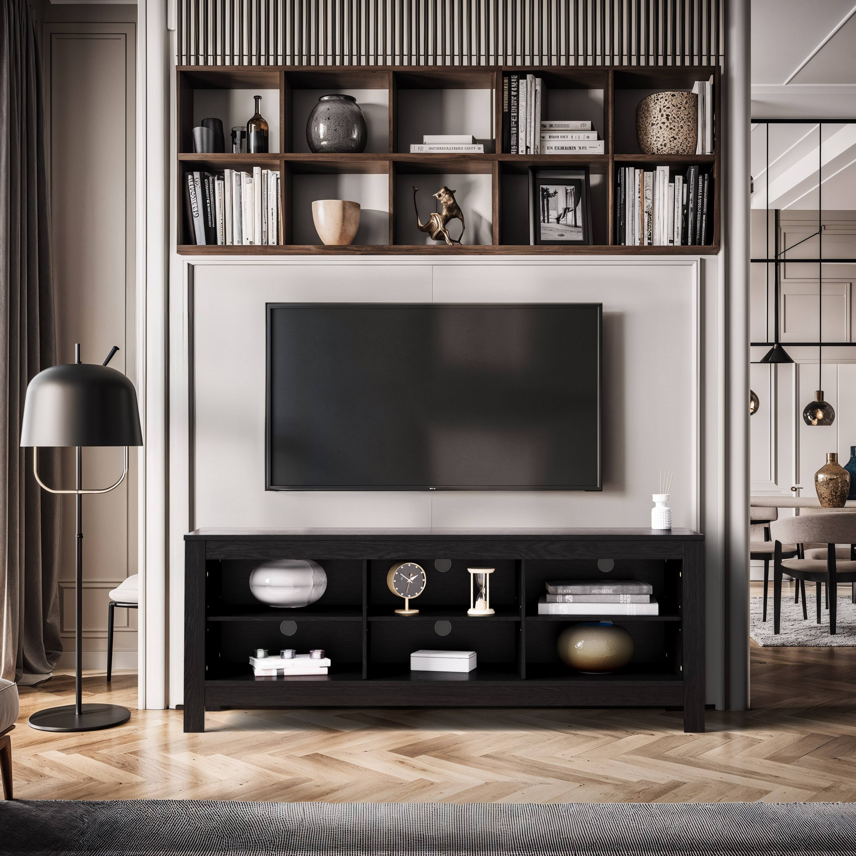 Alt View 1. CorLiving - Contemporary TV Stand with Open Shelves for Most TVs up to 85" - Black Ravenwood.