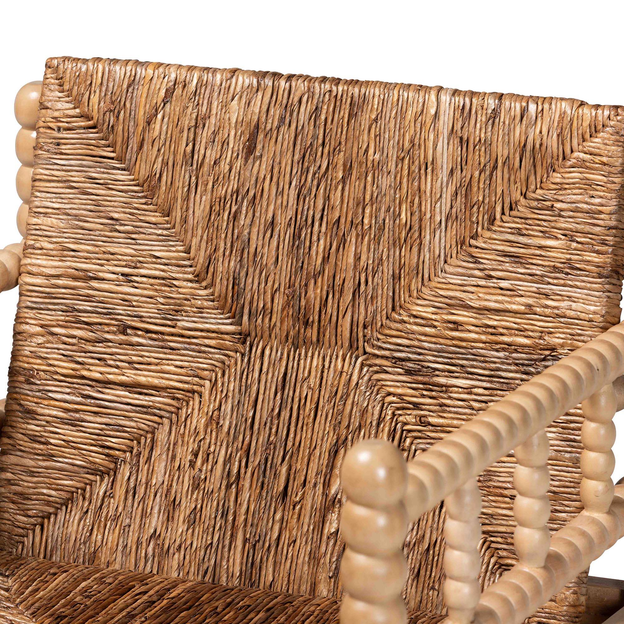 Alt View 1. bali & pari - bali & pari Dolores Woven Seagrass Armchair with Bobbin Frame - Acacia Brown/Natural Brown.