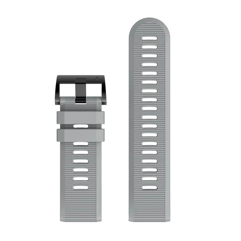 Left. StrapsCo - Endurance Band QuickFit 26 Silicone Rubber Watch Strap For Garmin Quatix 8 – 51mm - Grey.