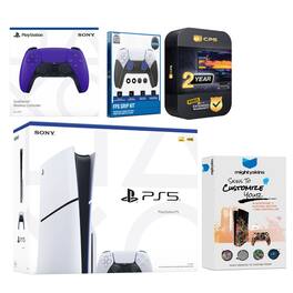 Playstation 5 Slim Disc with Extra Controller, FPS Grip Kit and MightySkins Decal Voucher + 2 Year - PlayStation 5