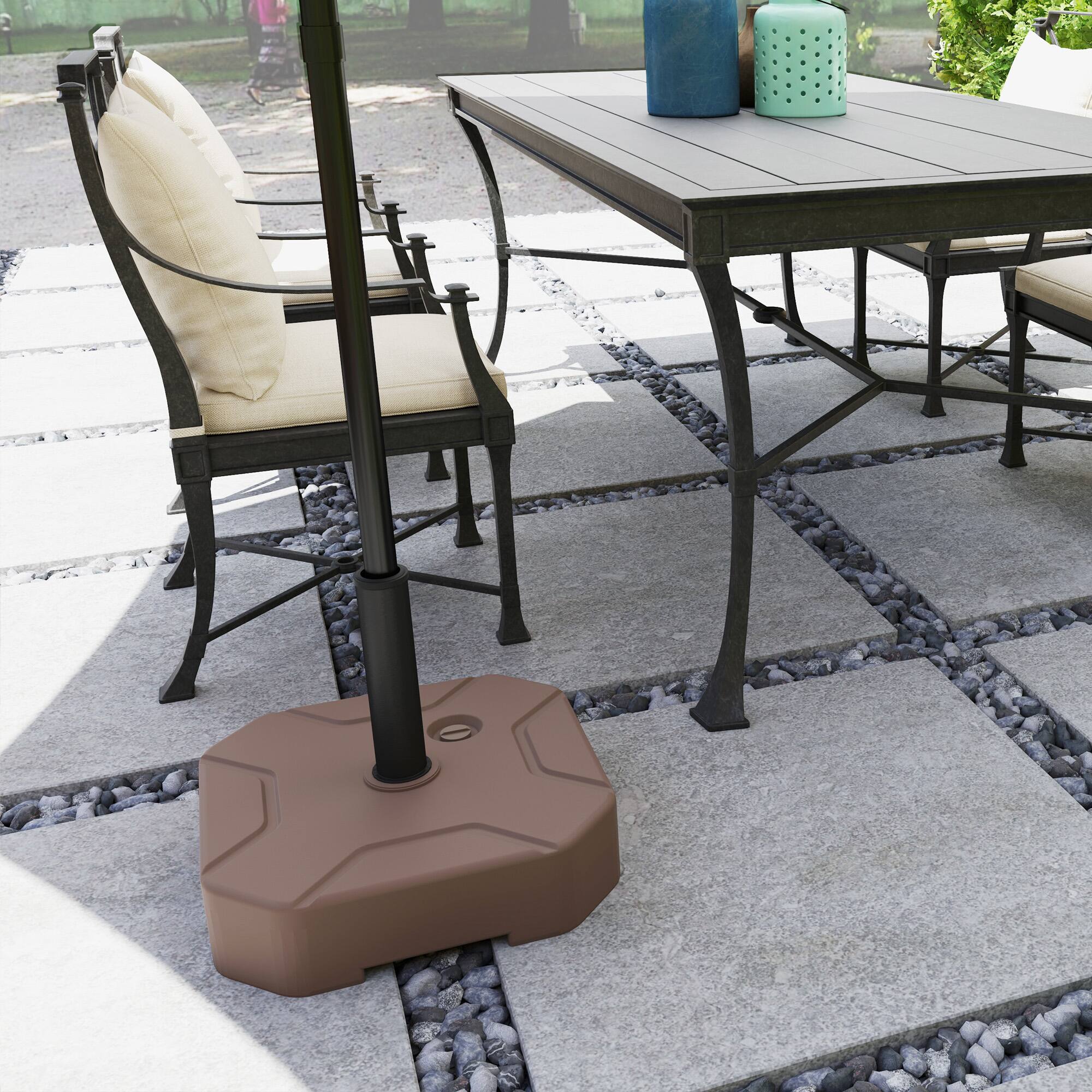 Alt View 4. Outsunny - Square Patio Umbrella Base Holder, Heavy Duty Outdoor Umbrella Stand Base, Filled Up to 55lbs with Stand or 44lbs - Brown.