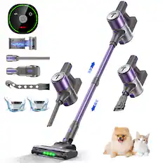 Front. Teendow - 300W Cordless Stick Vacuum Cleaner, 50kPa Brushless Motor, 50-Min Runtime, for Carpet, Hard Floors & Pet Hair - Purple.