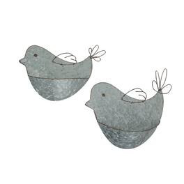 Special T Imports - Set of 2 Galvanized Metal Bird Wall Pocket Planter Rustic Decorative Plant Vases - Gray