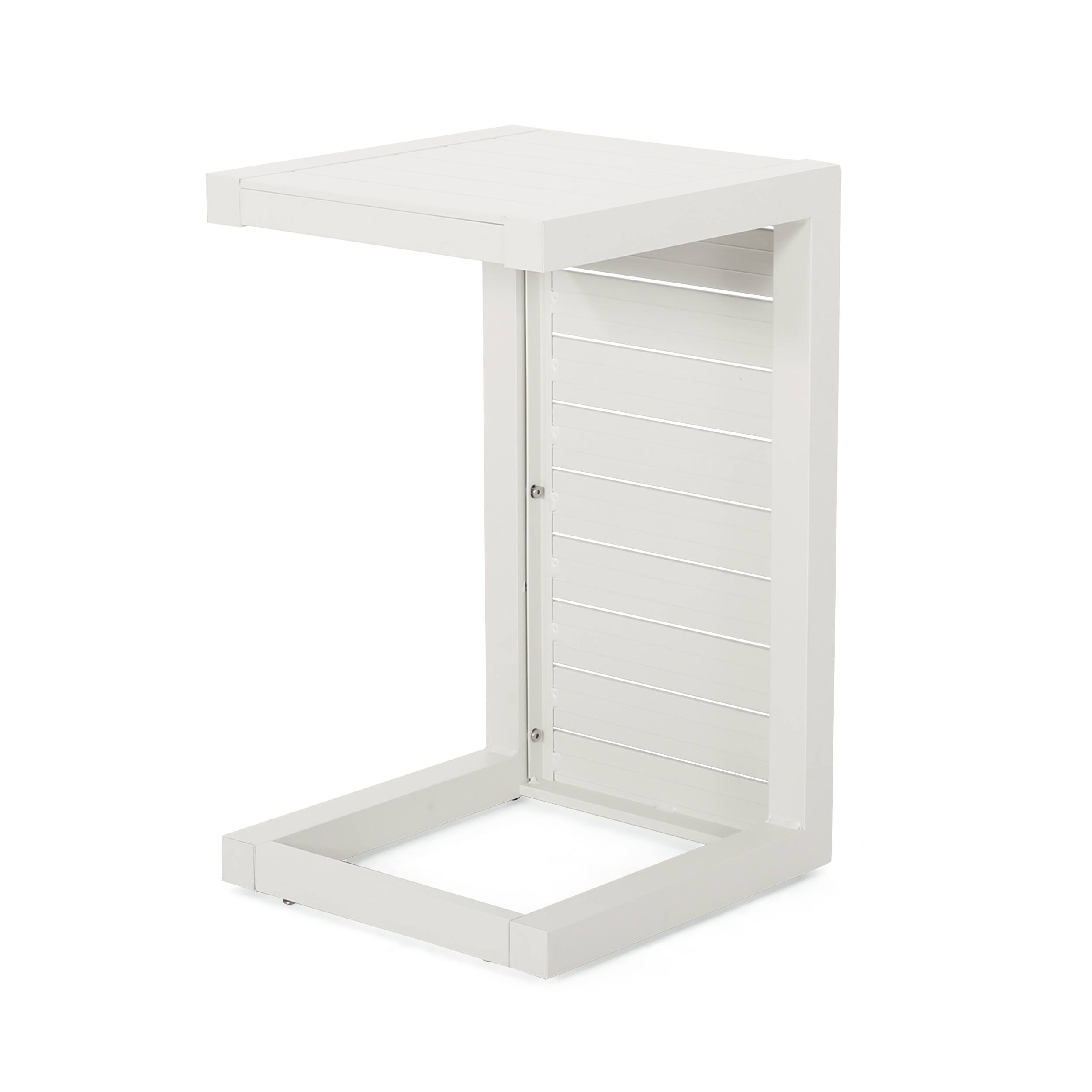 Alt View 1. Mondawe - C-Shaped Aluminum Outdoor Side Table - White.