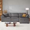 Front. Dyonery - 120" Oversized Modular Sectional Sofa, L Shaped Cloud Couch with Storage Ottoman,Solid Wood Frame, Tool Free, Gray - Gray.