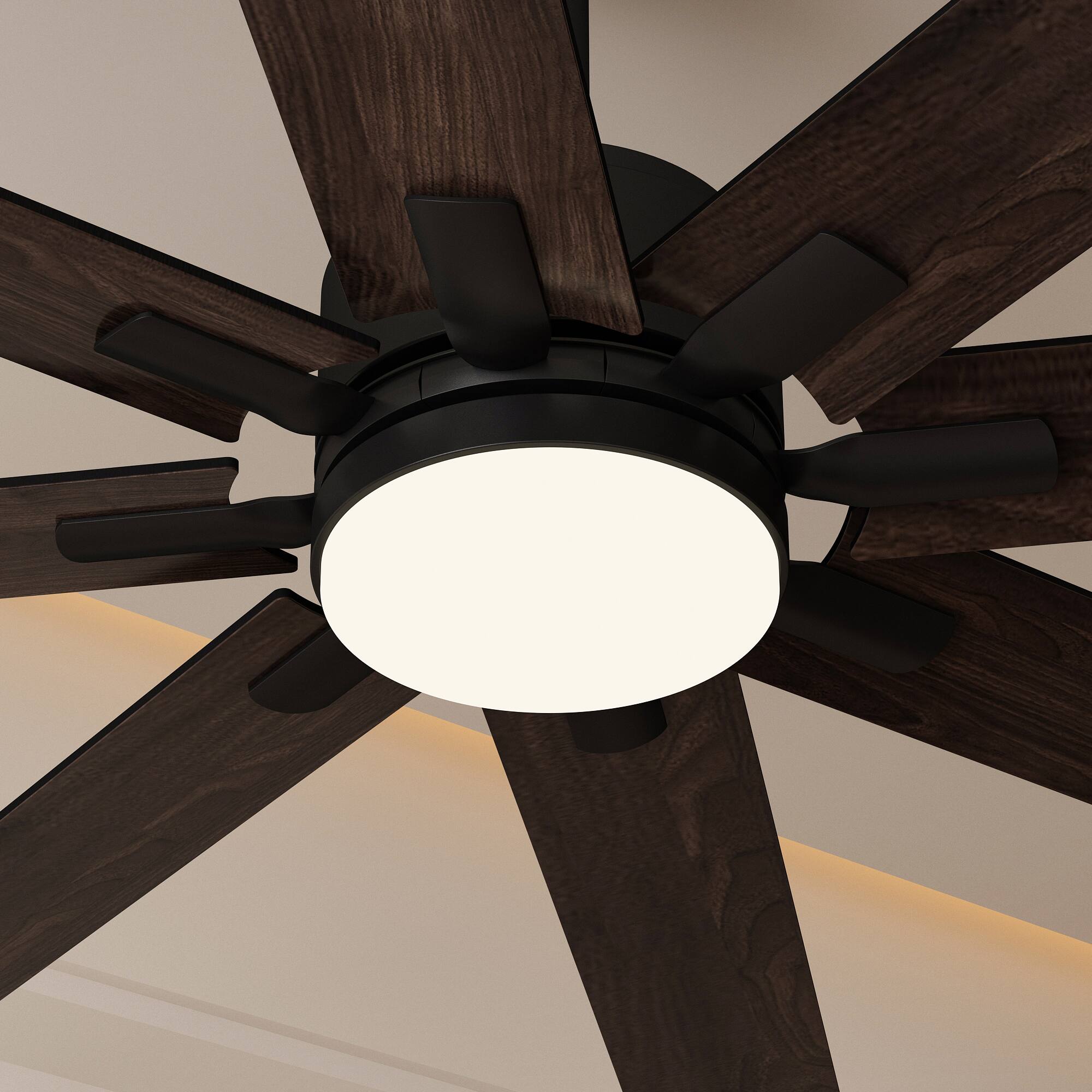 Alt View 4. Famapy - Famapy 8 - Blade Ceiling Fan: LED Light, Reversible & 6 - Speed Quiet - Black.