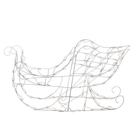 Front. Brite Star - Lighted Sleigh Outdoor Christmas Decoration - 42" - Clear Lights - White.