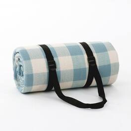 Adivo - Waterproof Outdoor Picnic Blanket - Acrylic Fabric with Plaid Print, Multiple Sizes - Baby Blue