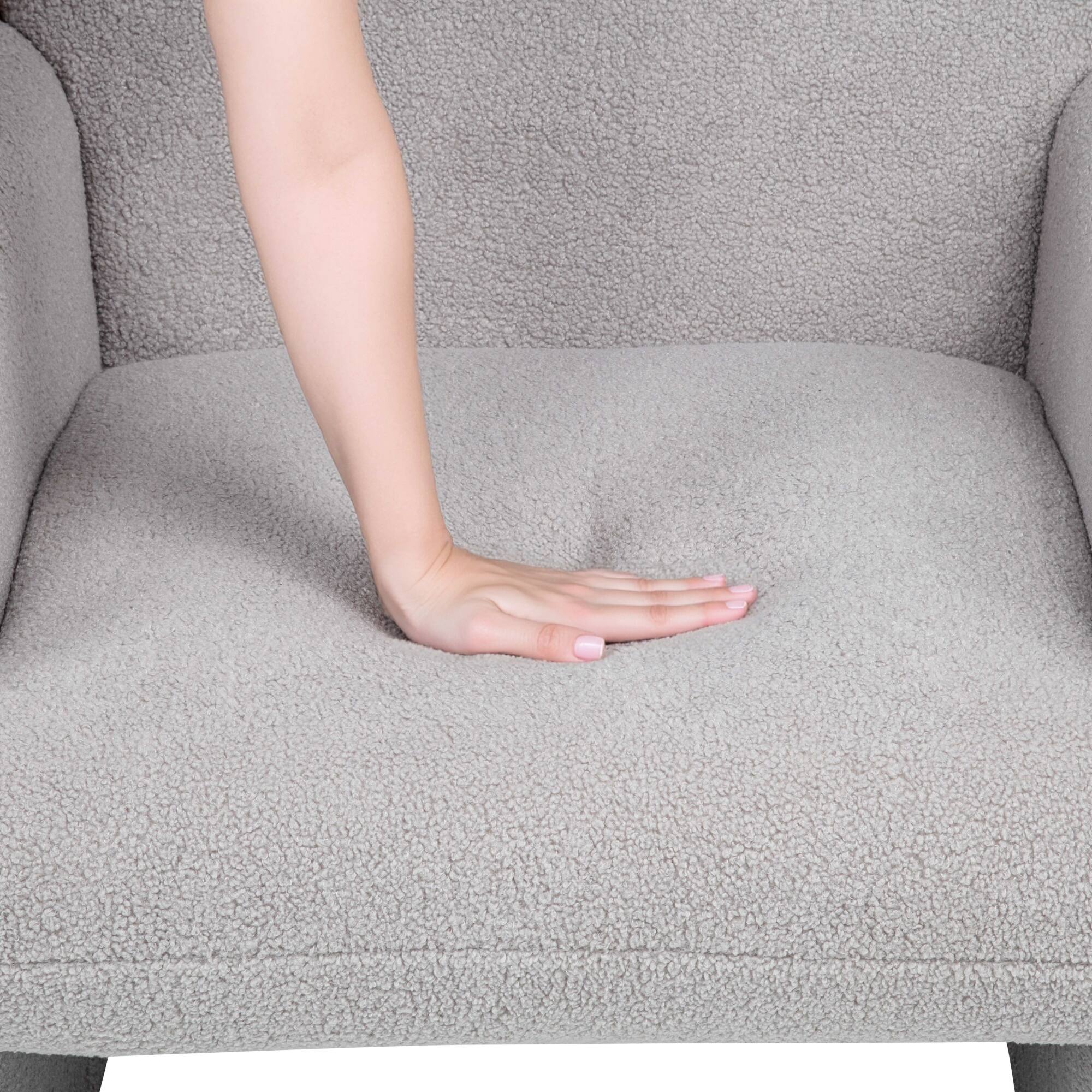 Alt View 9. GOODSILO - Minimalist Teddy Fleece Single Sofa Chair with Arms and Pillow for Living Room, Bedroom, Study - Gray.