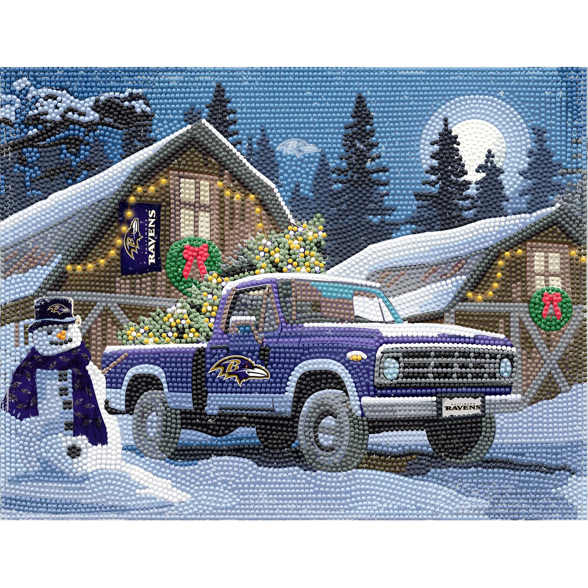 Sporticulture - Baltimore Ravens Winter Truck Diamond Art Holiday Craft Kit - Multicolor