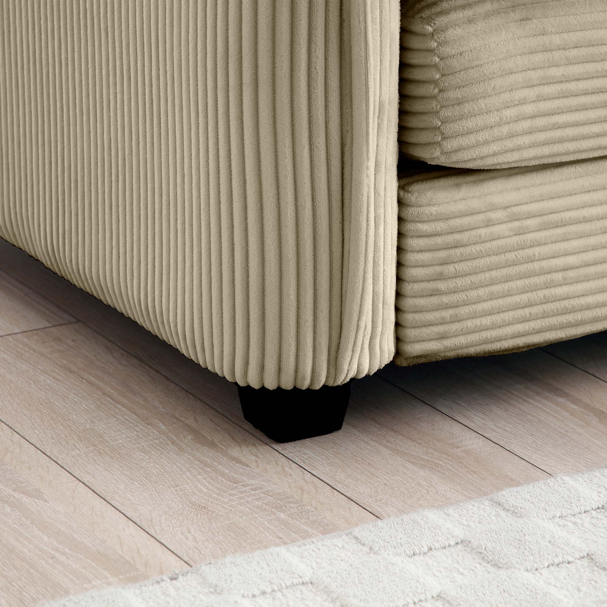 Alt View 5. LOVMOR - 3 Seater Corduroy Sectional Couch L Shaped Storage Ottoman Easy Assembly Memory Foam For Bedroom Club Soft Den - Tan.