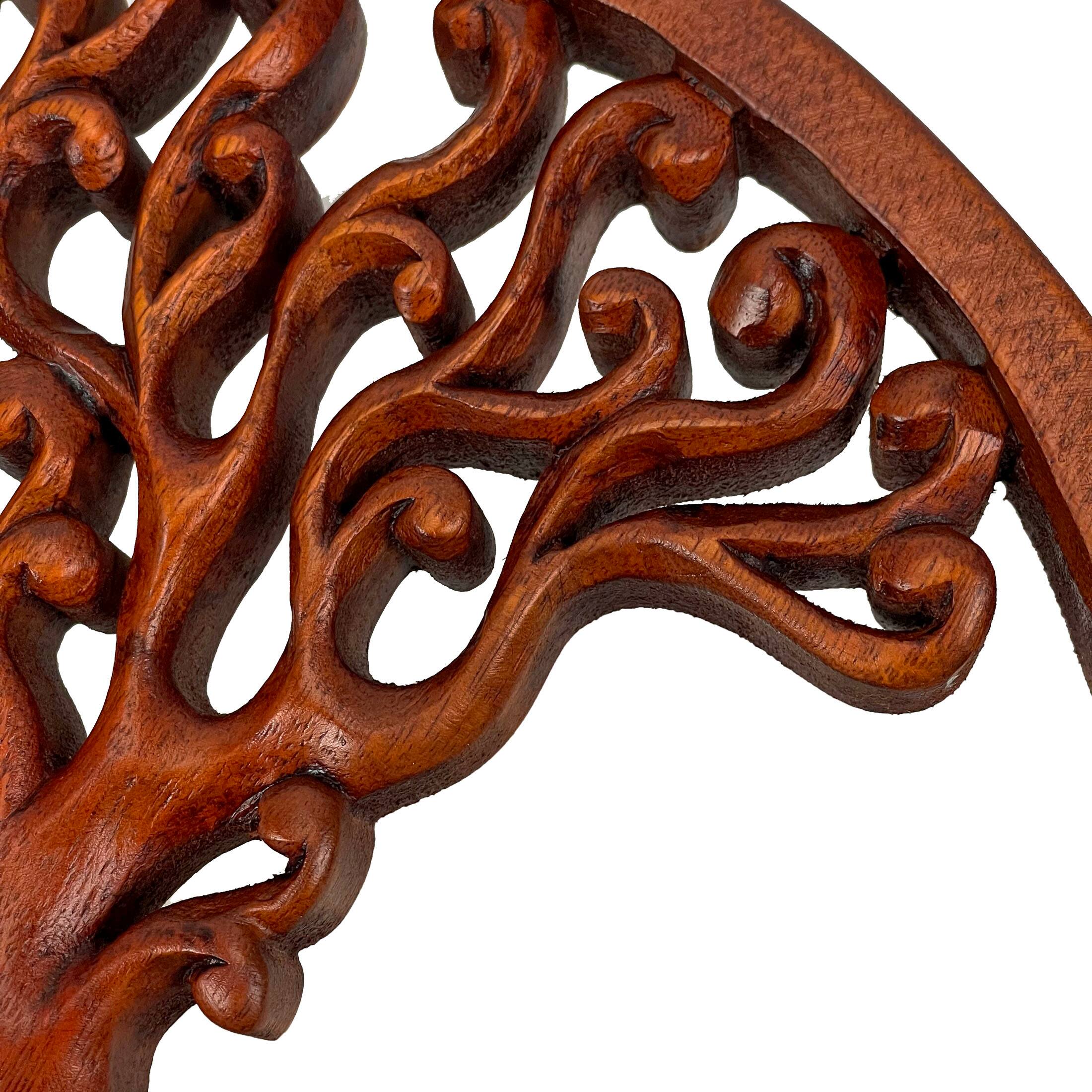 Alt View 2. Zeckos - Hand Carved Mahogany Tree Of Life Wood Wall Plaque - 11.5 Inches in Diameter - Boho Style - Brown.