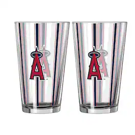Logo Brands - Los Angeles Angels Two-Piece 16oz. Striped Pint Glass Set - Multicolor