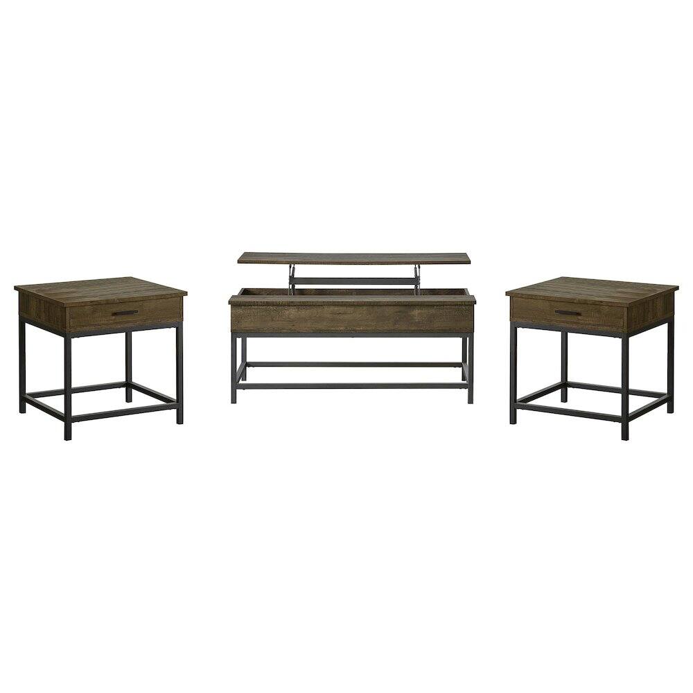 Front. Coaster Co. of America - Byers 3-piece Lift Top Coffee and End Table Set Brown Oak - Brown.