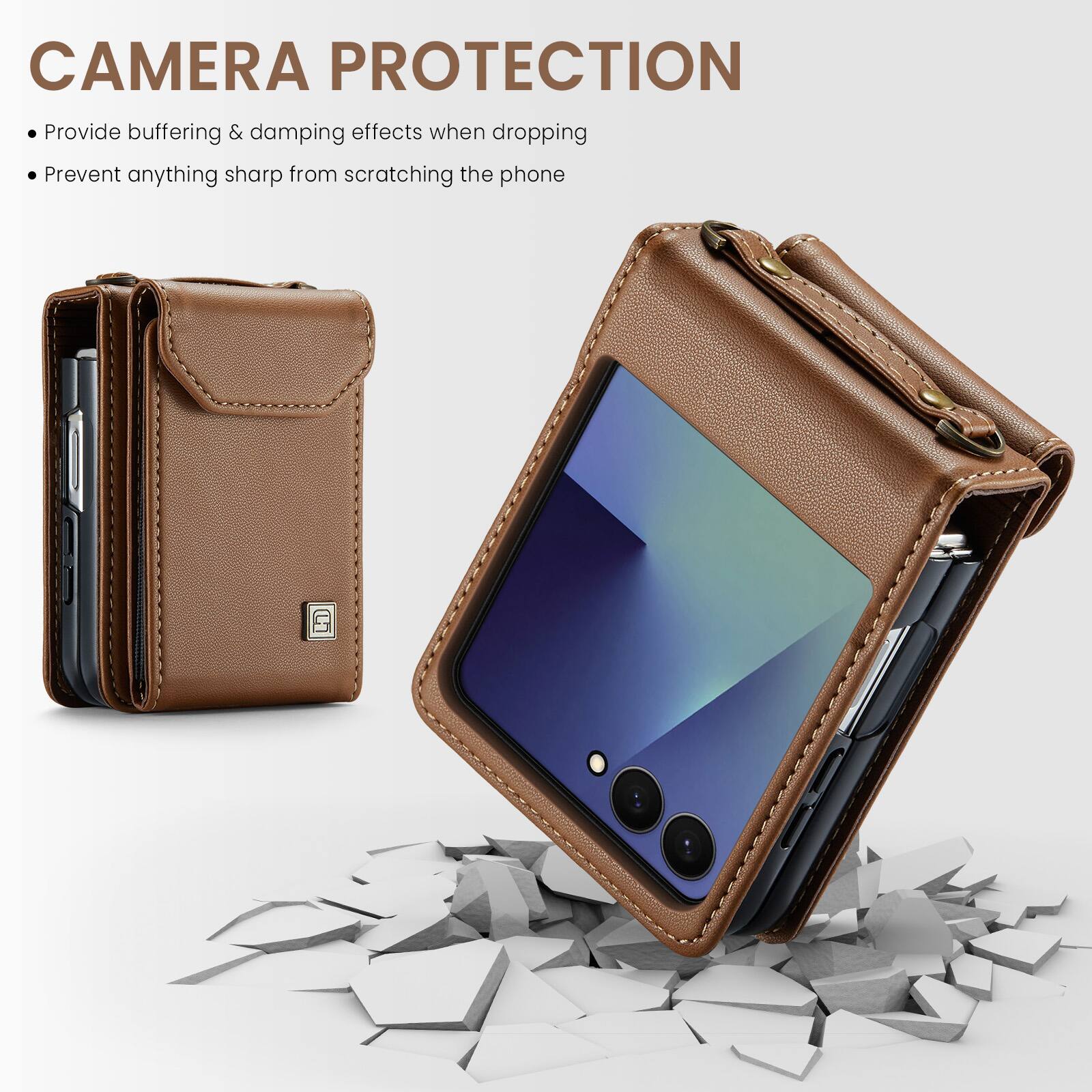 CAMERA PROTECTION  
- Provide buffering & damping effects when dropping  
- Prevent anything sharp from scratching the phone
