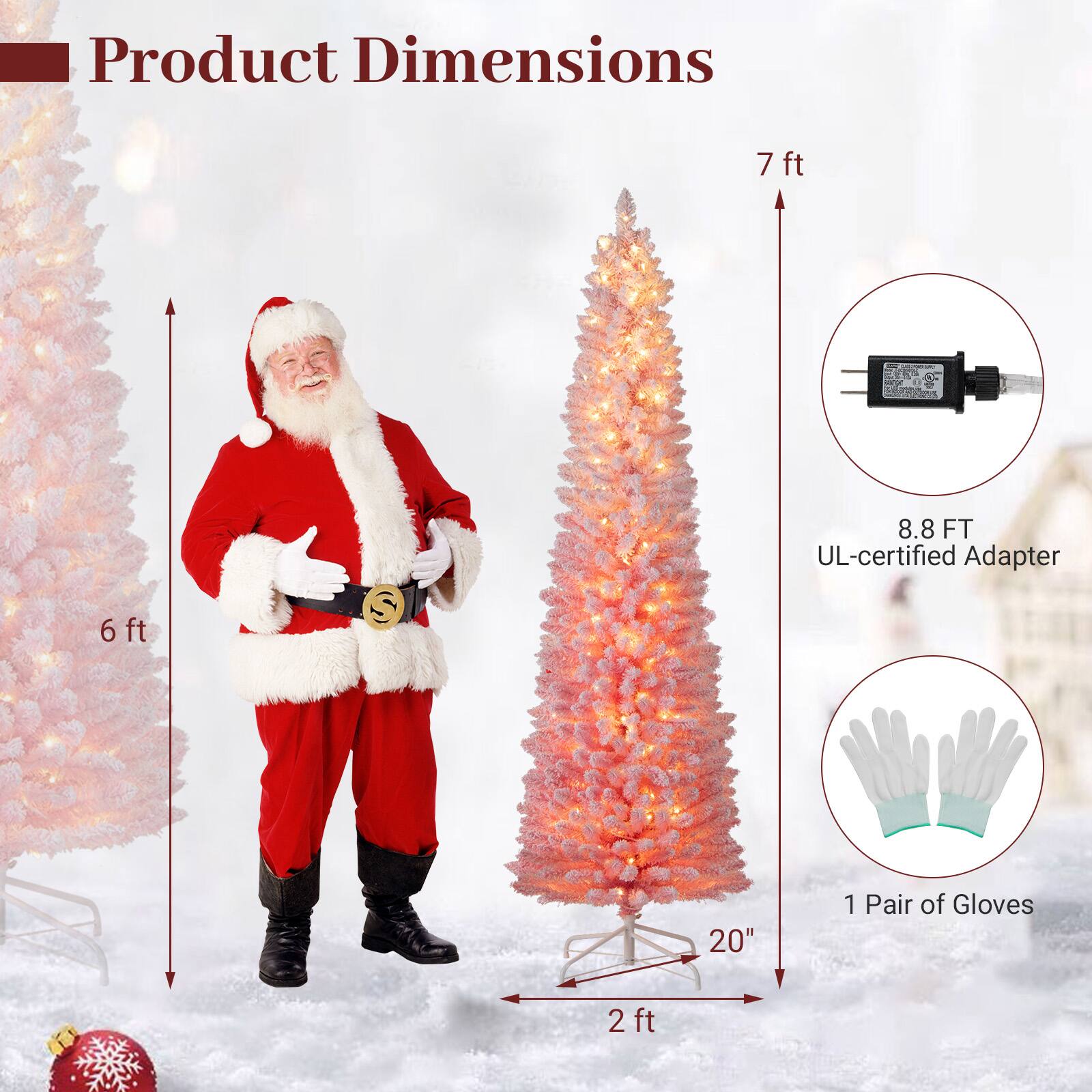 Product Dimensions

- 7 ft
- 6 ft
- 2 ft
- 20"
- 8.8 FT UL-certified Adapter
- 1 Pair of Gloves