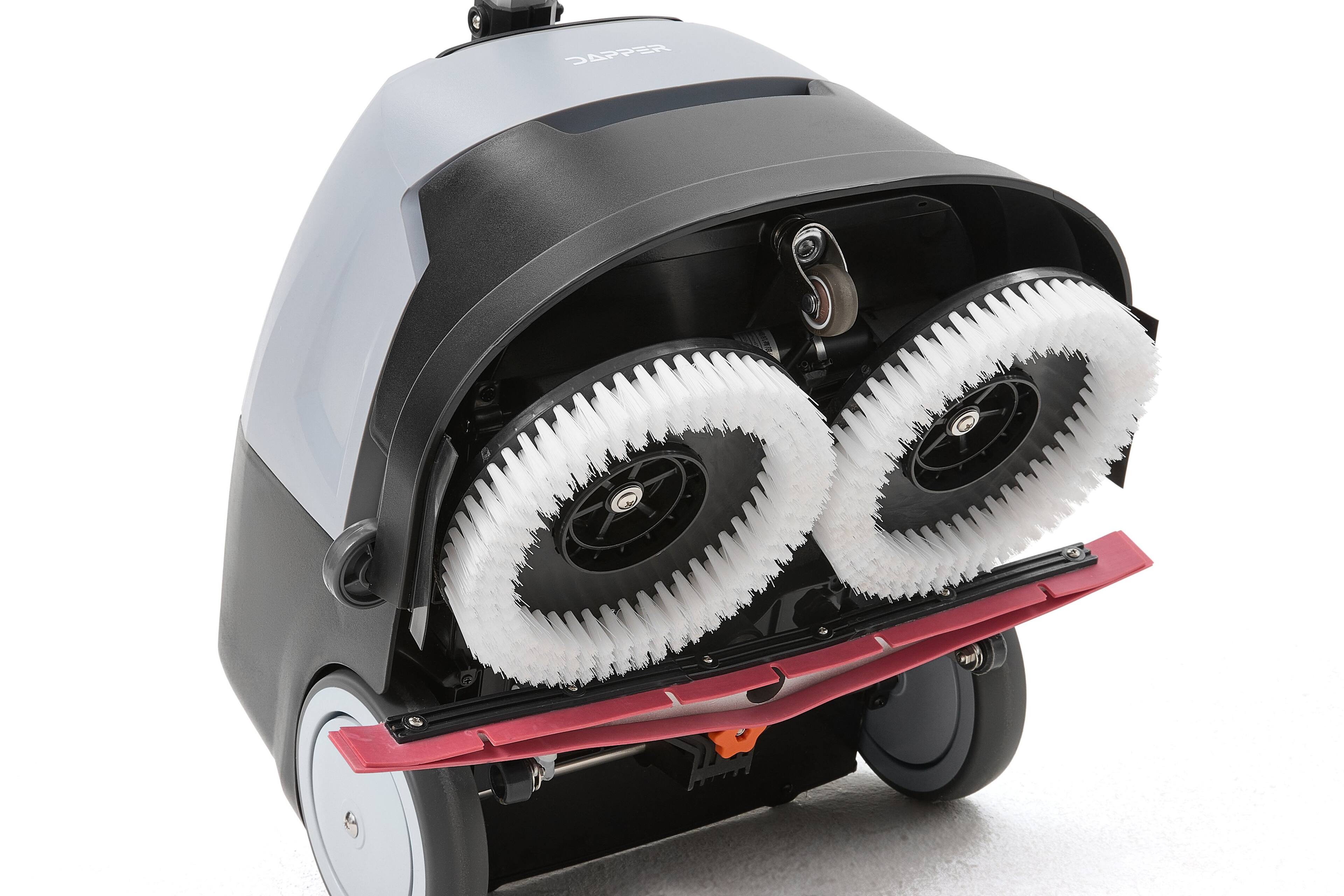Alt View 2. Dapper Supply - Battery Powered Walk Behind Mini Automatic Floor Scrubber Compact Portable 15 Inch 90 Min Runtime 170 RPM Offices Retail - Grey.