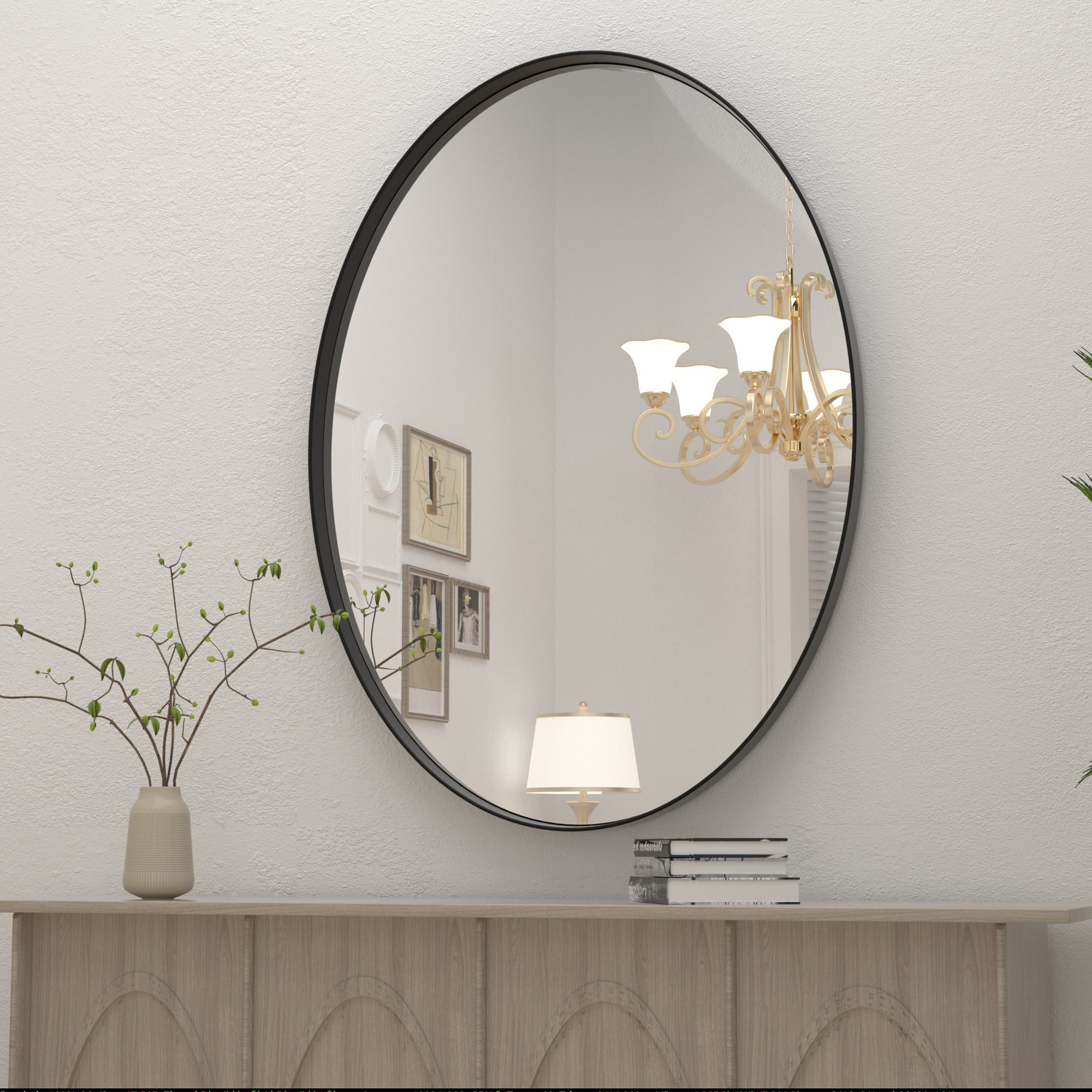 Front. PAIHOME - Rust-Resistant Oval Bathroom Mirror Iron Frame Wall Mirror, HD Glass & Easy Hang - Distortion-Free Vanity Mirror - Black-22x30 Inch.