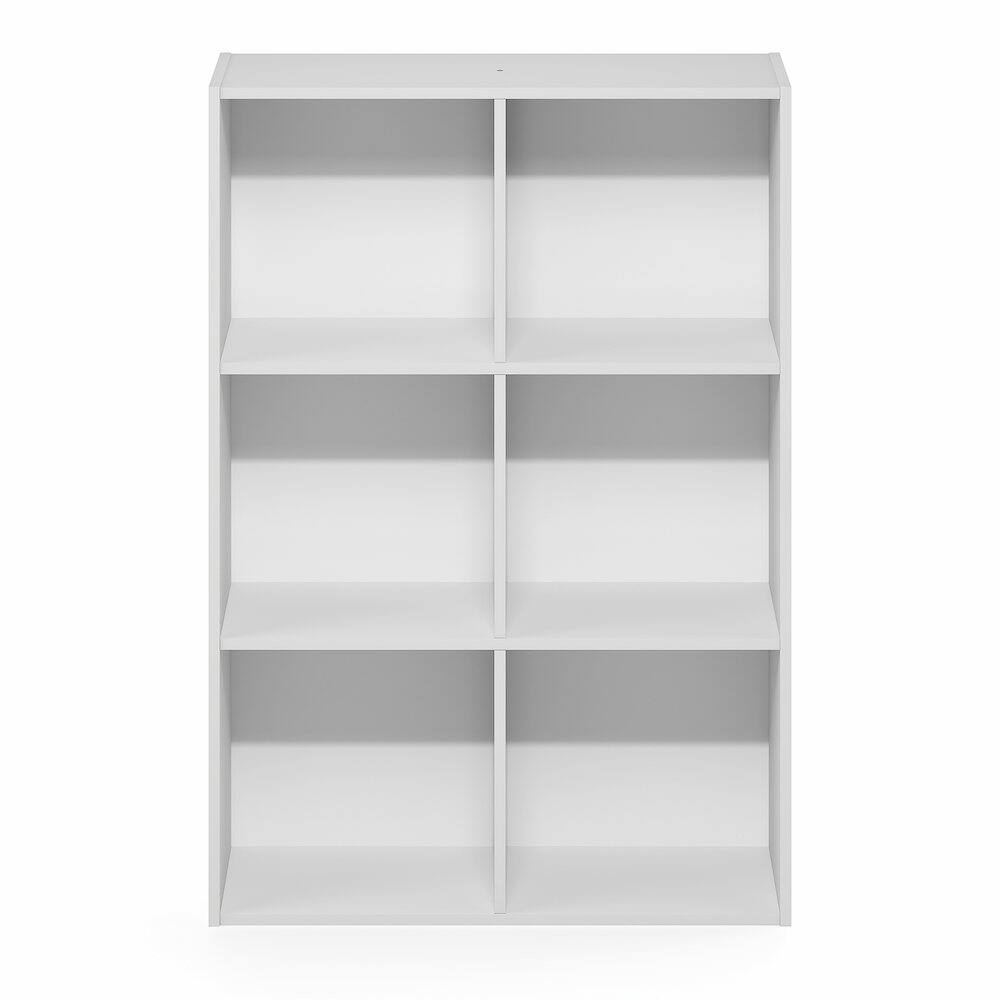 Left. Furinno - LUDER Book Shelf, Bookcase with Open Shelves, 6-Cube Bookshelf, 9.5 x 24.6 x 35.4 - White.